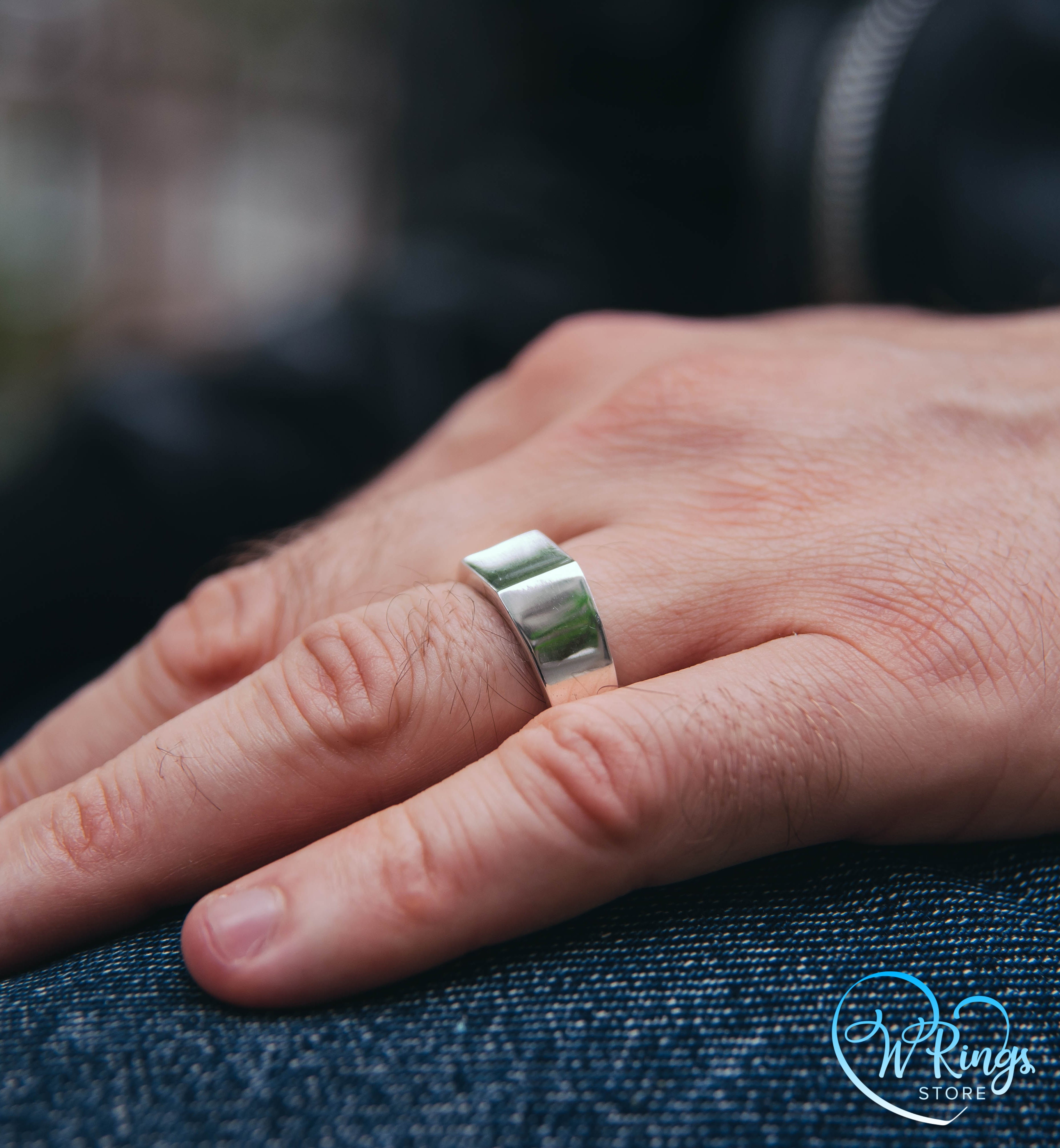 Small Size Blank Square Signet Ring in Sterling Silver
