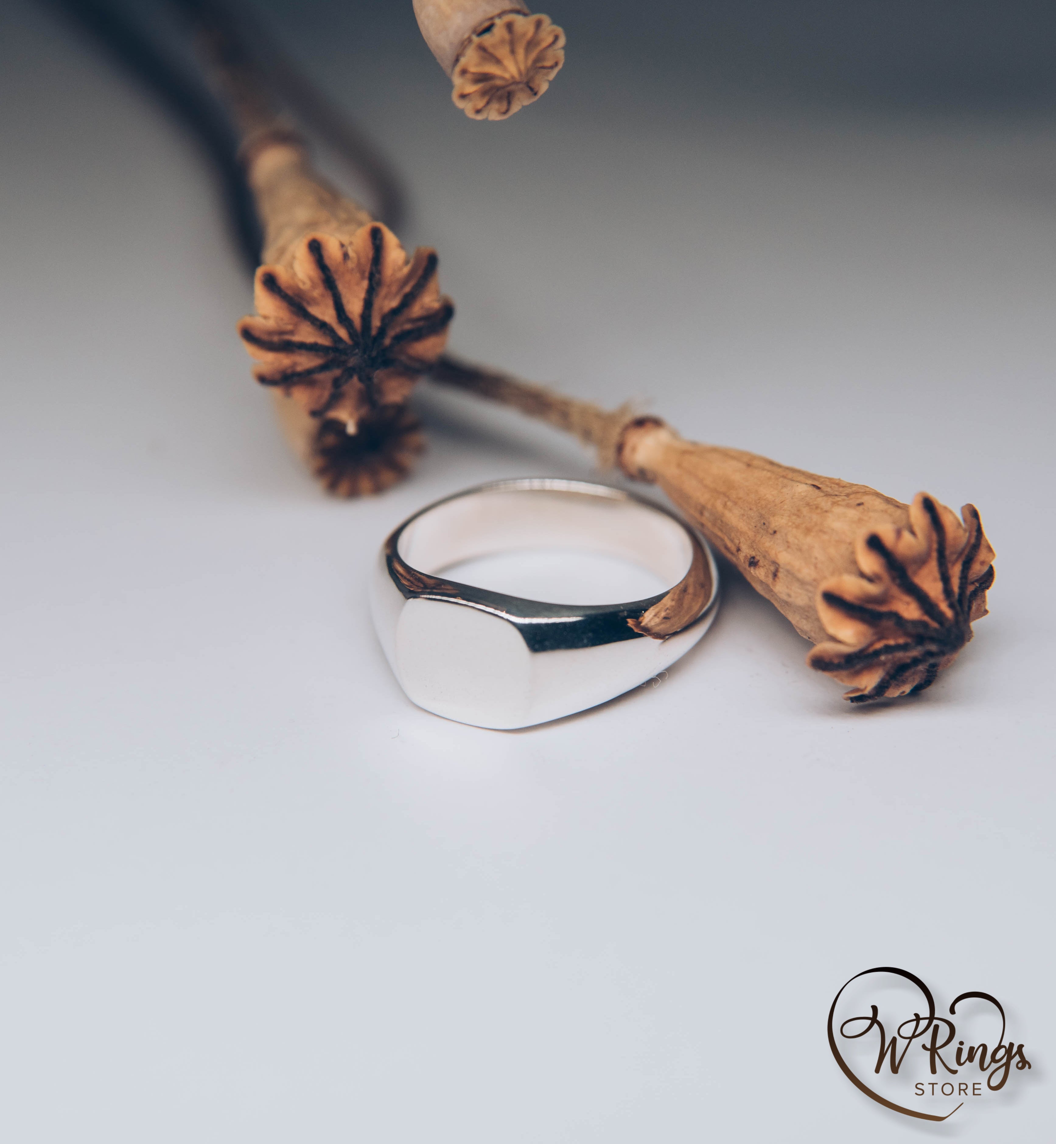 Small Size Blank Сushion Signet Ring in Sterling Silver