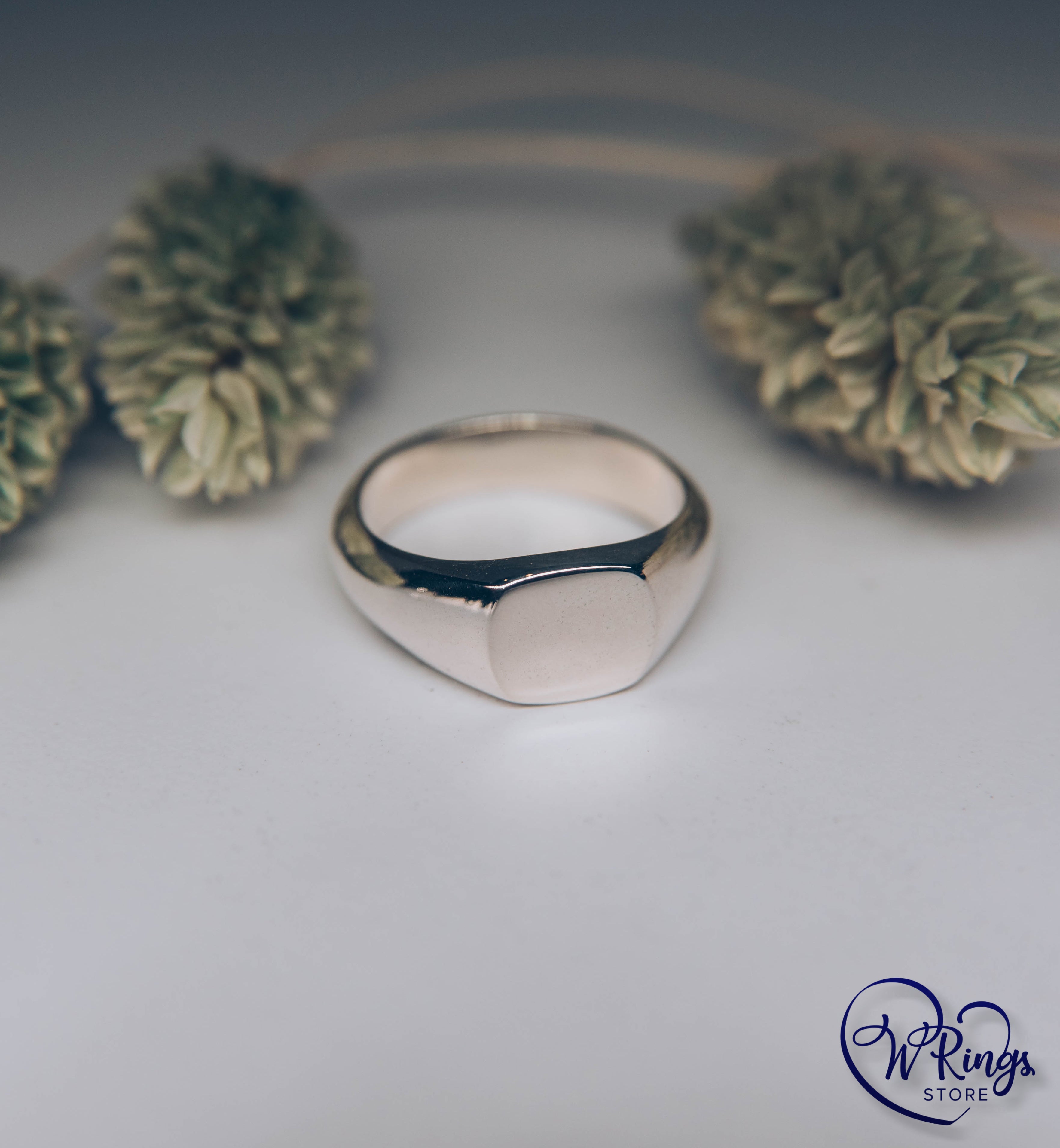 Small Size Blank Сushion Signet Ring in Sterling Silver