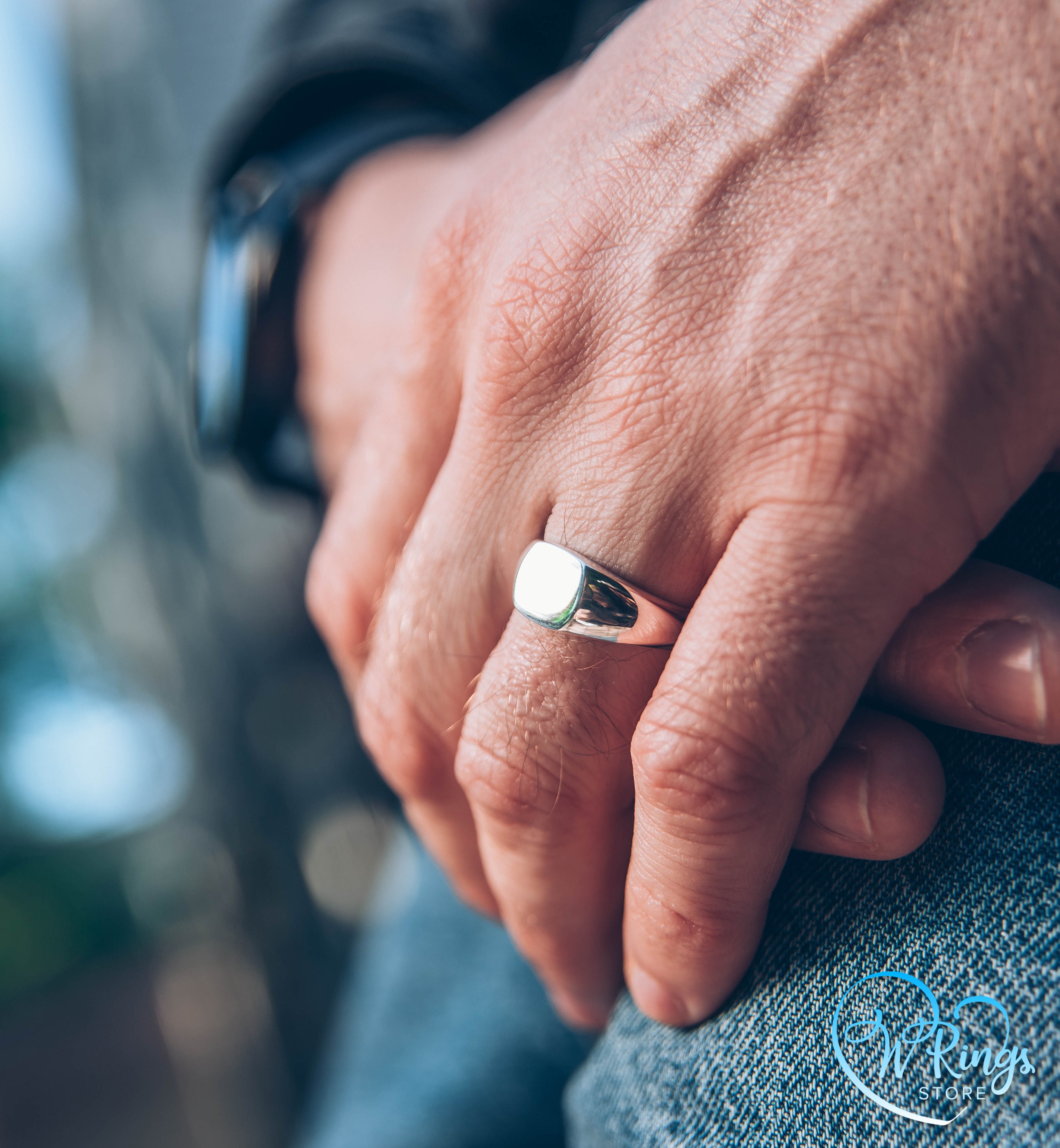 Small Size Blank Сushion Signet Ring in Sterling Silver