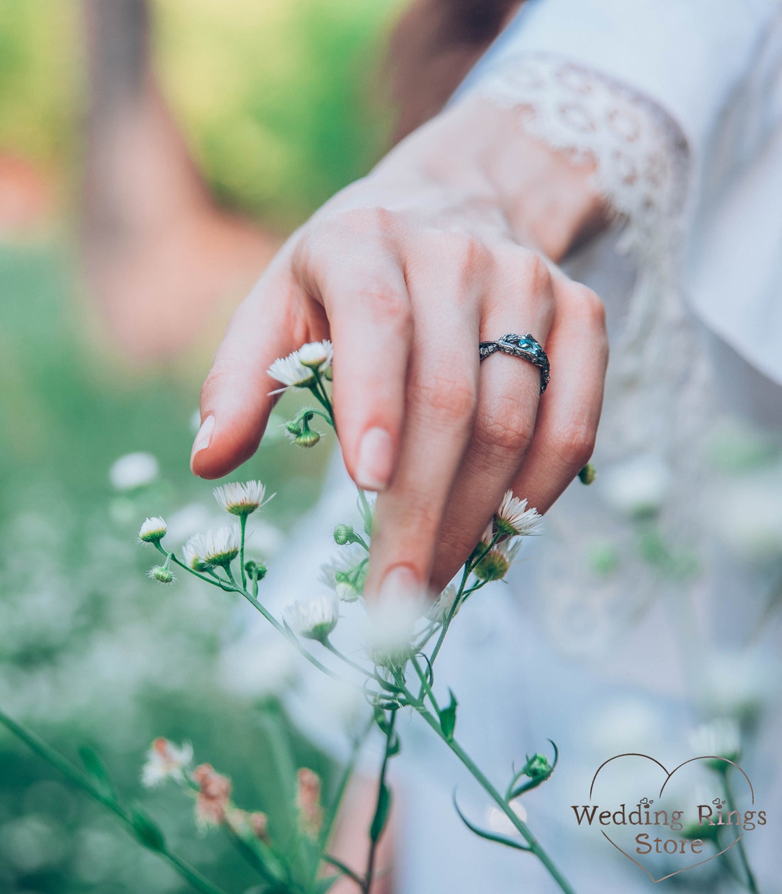 Sparkling Oval Topaz Braided Silver Branch Engagement Ring
