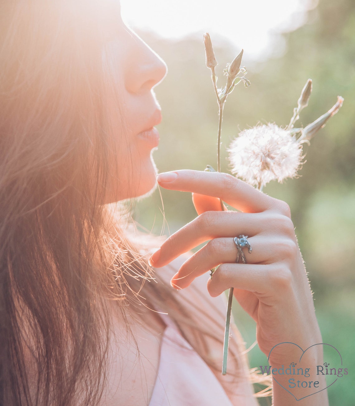 Silver Twisted Branch & Shiny Topaz — Women's Statement Ring