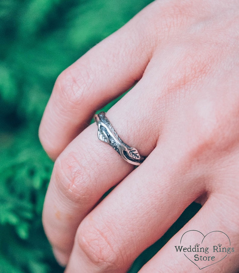 Forest Nature Branch Wedding Ring made in Solid Silver