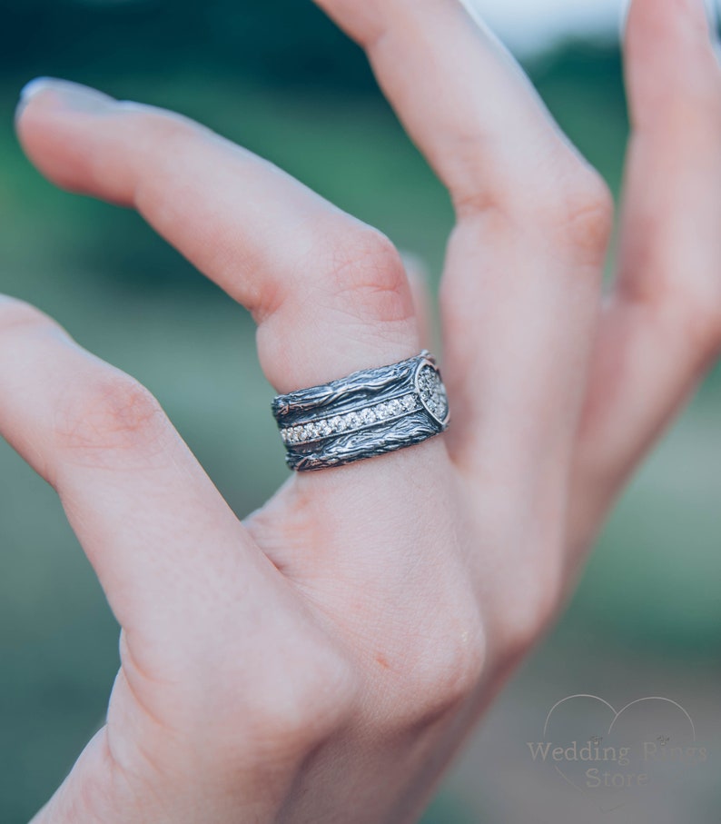 Heart on a Tree Silver Band — Heart Wedding Band
