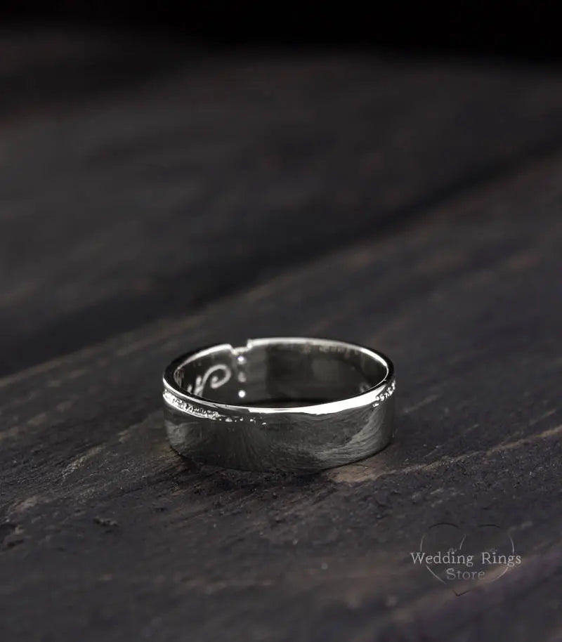 Classy Wide Men's Diamond and Sapphire Wedding Band
