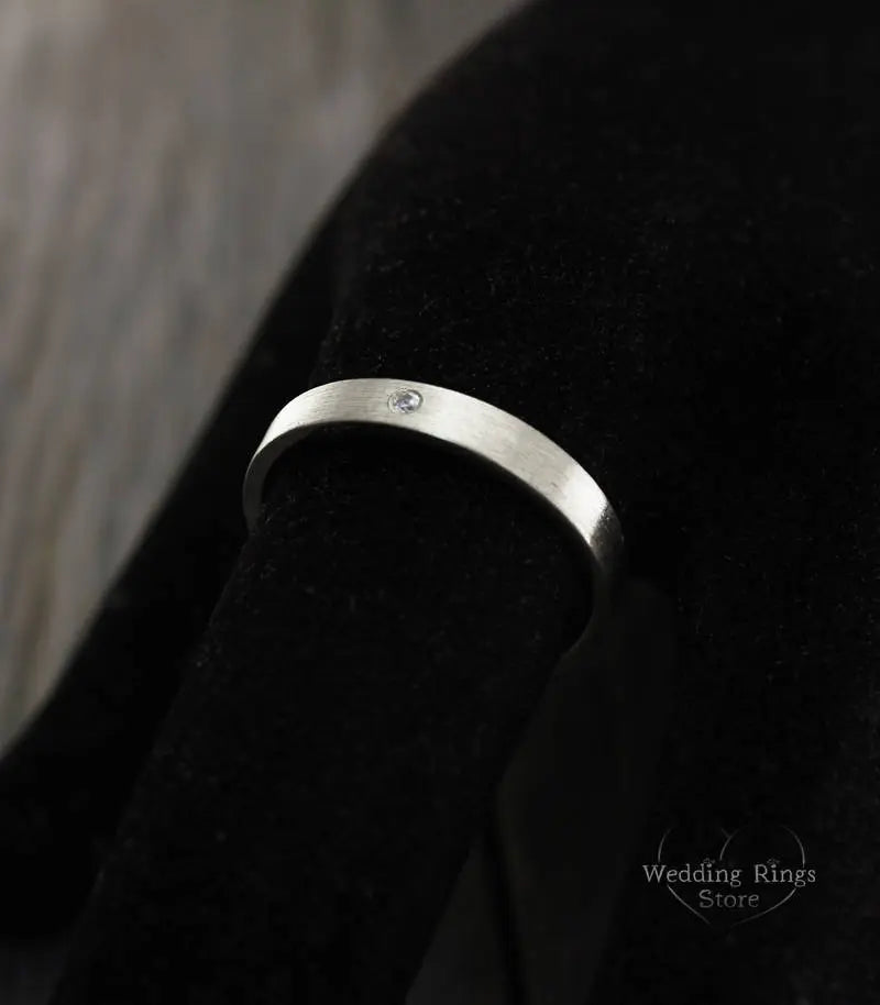 3mm Women's Simple Diamond Wedding Band Sterling Silver