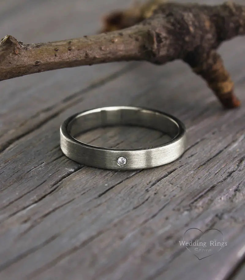 3mm Women's Simple Diamond Wedding Band Sterling Silver