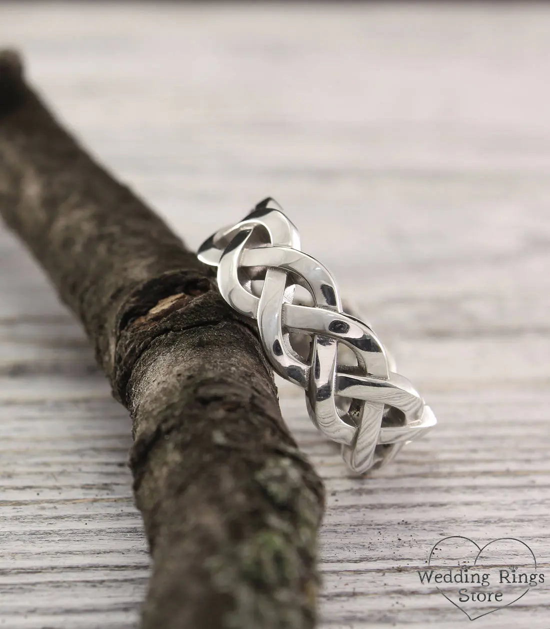Braided durable Wedding Band in width 9mm made in Sterling Silver