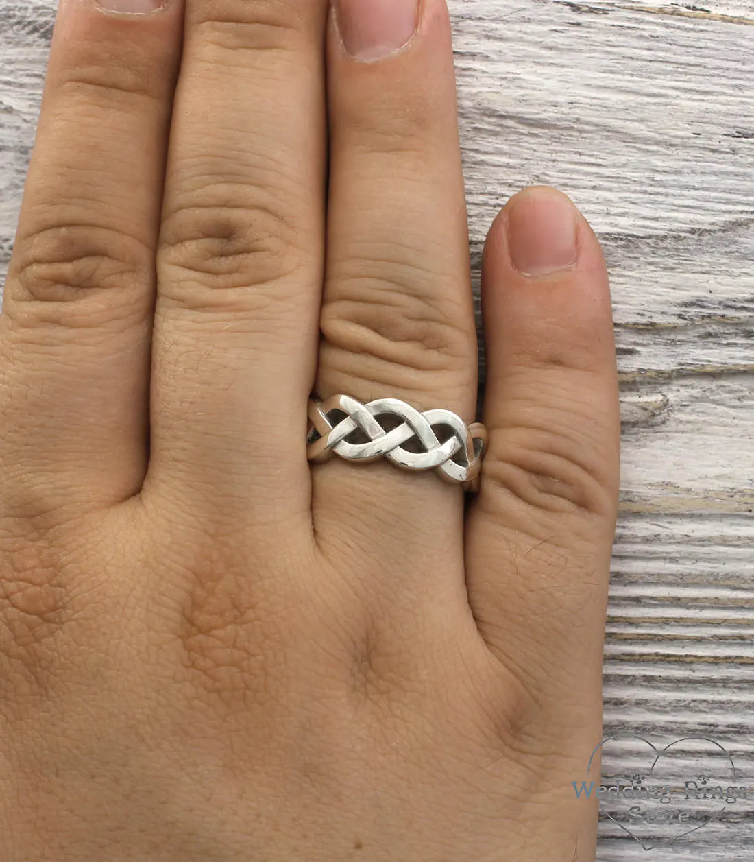 Braided durable Wedding Band in width 9mm made in Sterling Silver