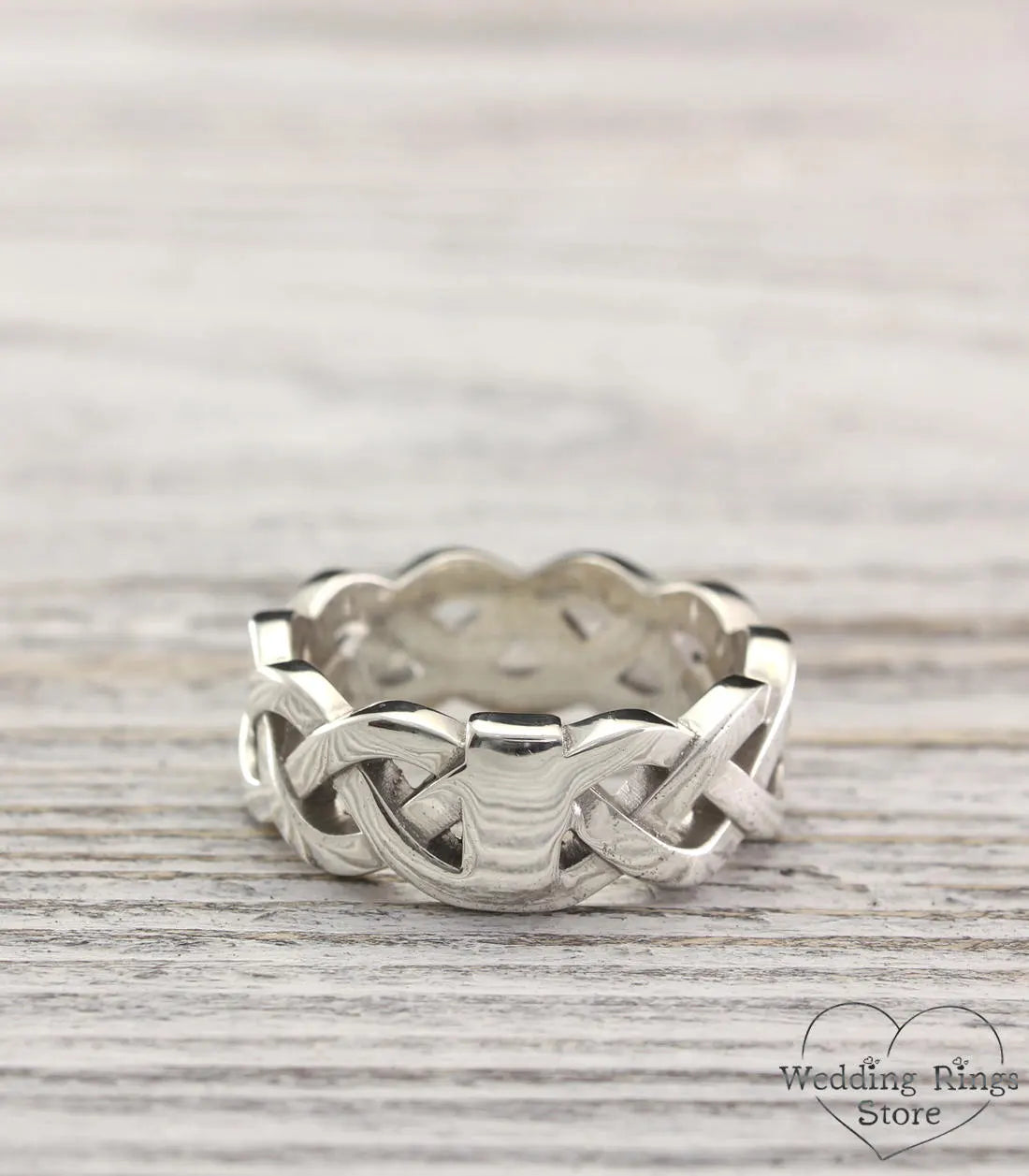 Braided durable Wedding Band in width 9mm made in Sterling Silver