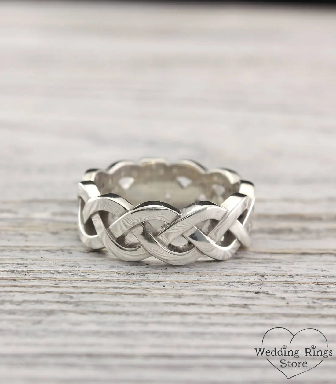 Braided durable Wedding Band in width 9mm made in Sterling Silver