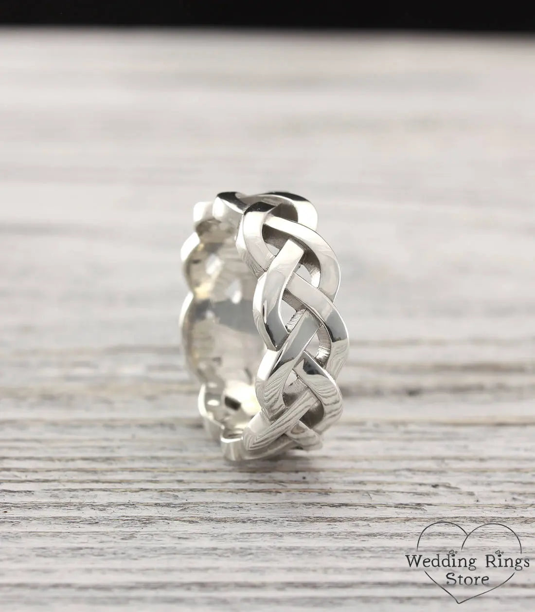 Braided durable Wedding Band in width 9mm made in Sterling Silver