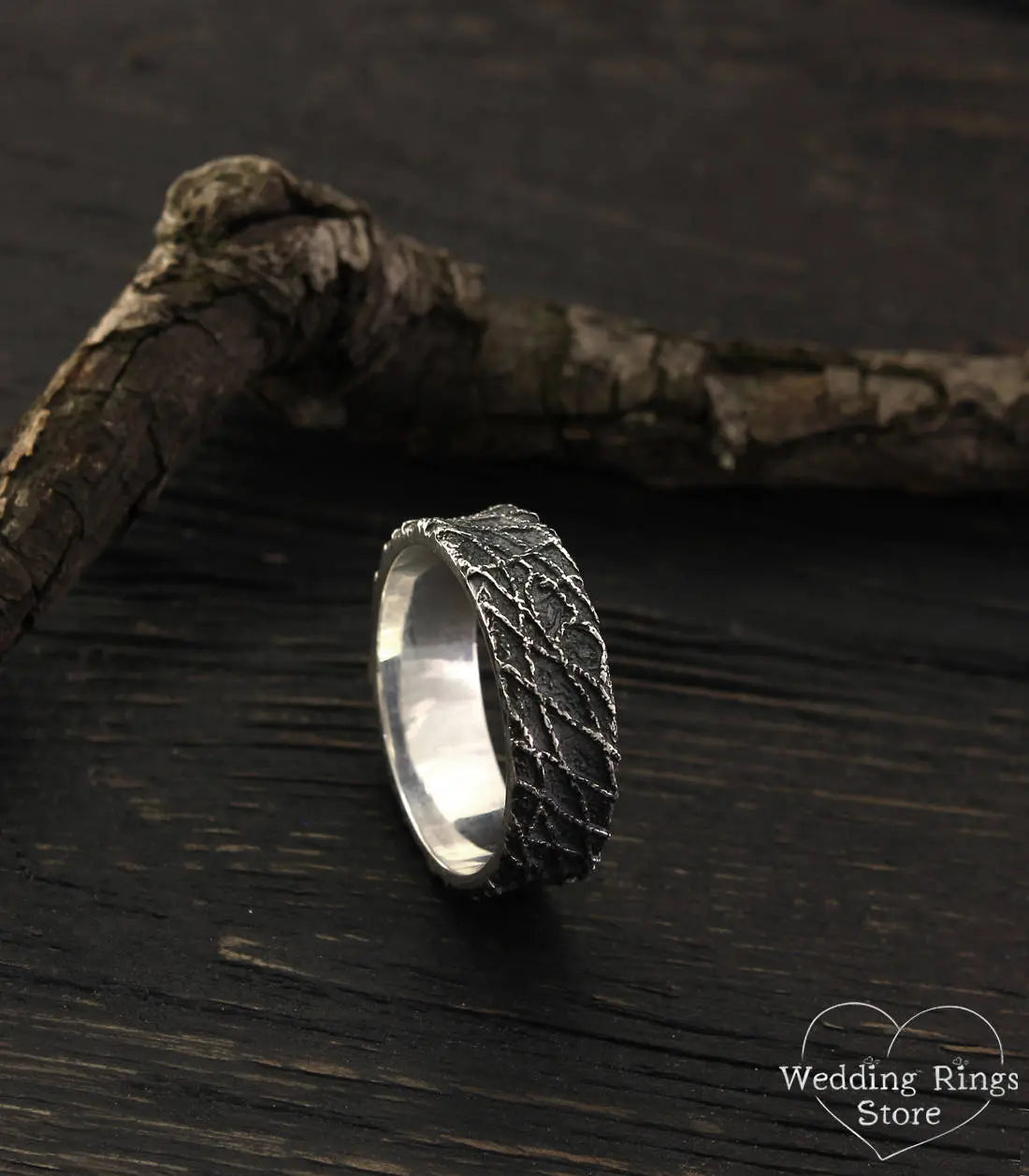 Exclusive Silver Chaos Wedding Band for men with Antique finish