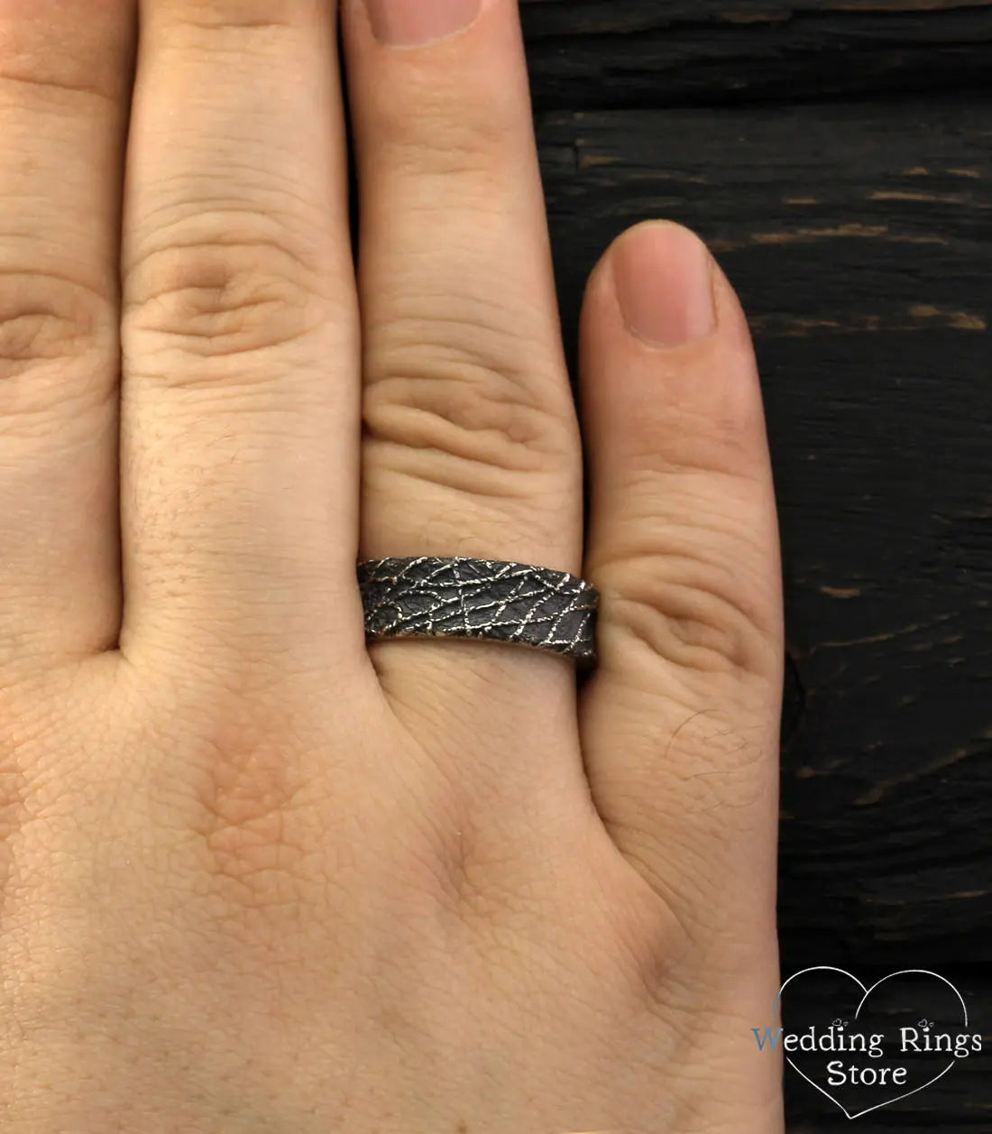 Exclusive Silver Chaos Wedding Band for men with Antique finish