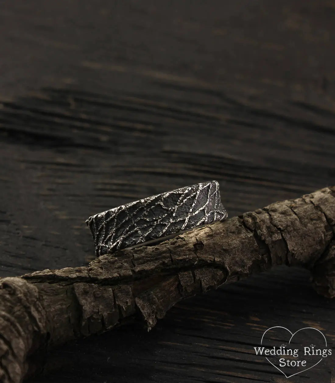 Exclusive Silver Chaos Wedding Band for men with Antique finish