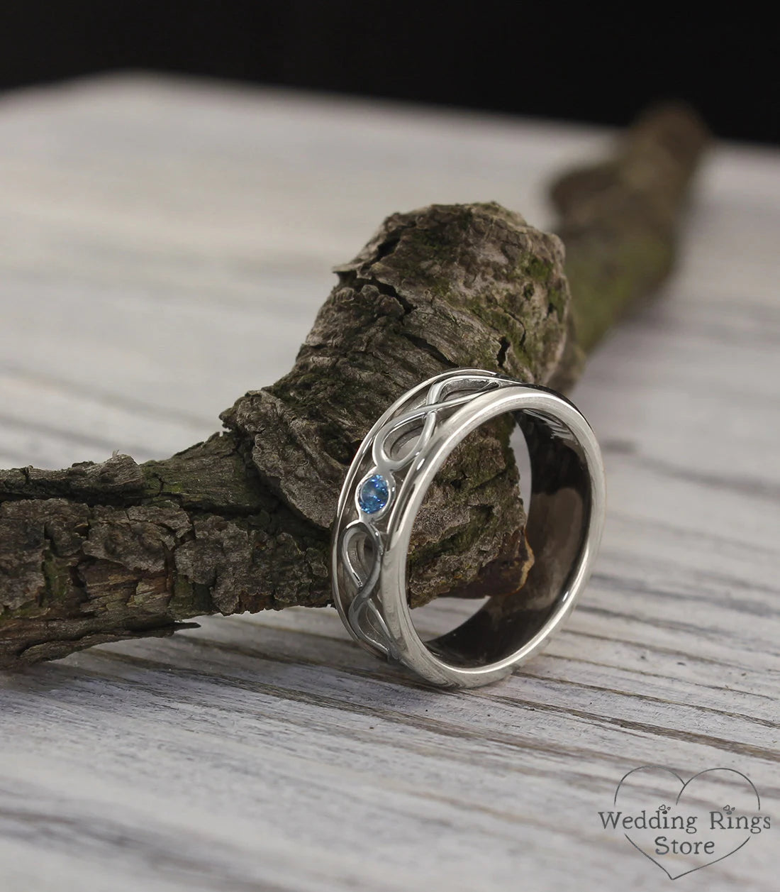 Elegant Topaz infinity Wedding Ring in Shiny finished Silver