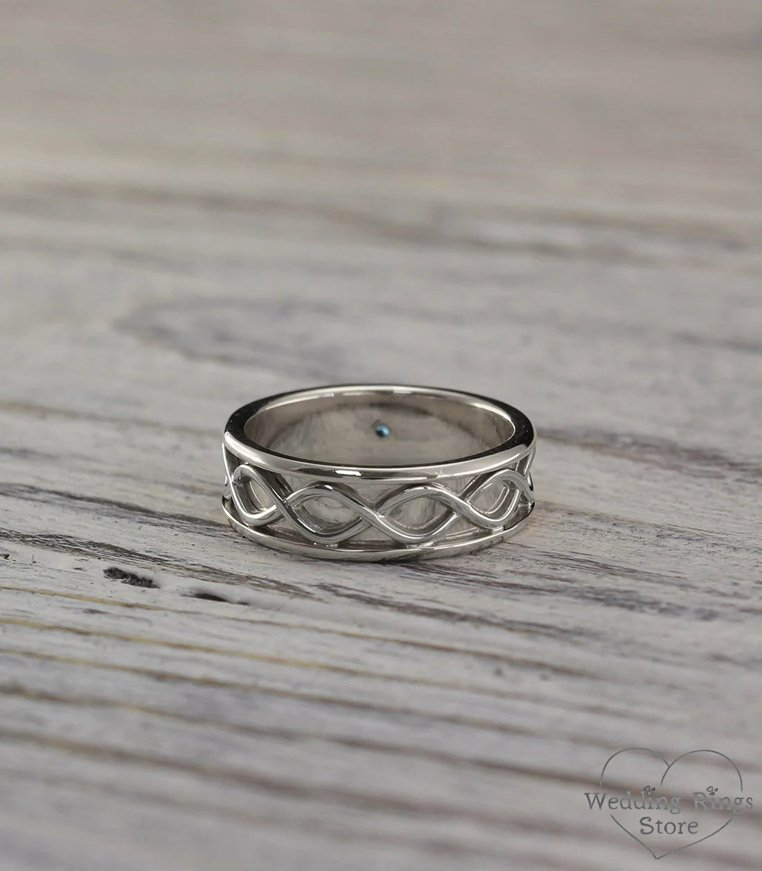 Elegant Topaz infinity Wedding Ring in Shiny finished Silver