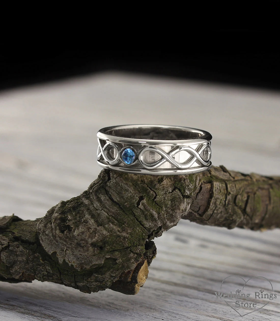 Elegant Topaz infinity Wedding Ring in Shiny finished Silver