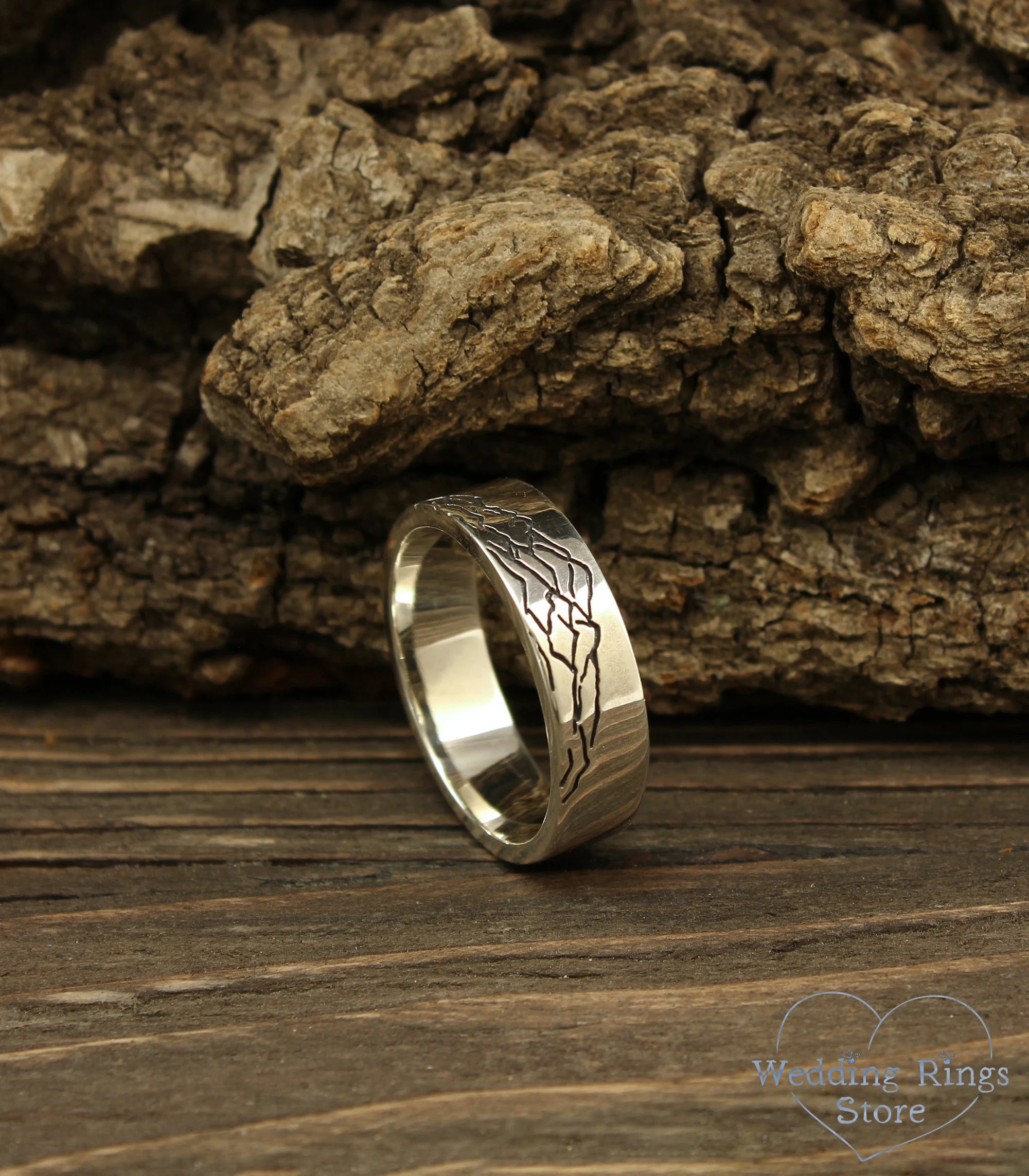 Mountain Sterling Silver Wedding Band — Peak Wedding Ring
