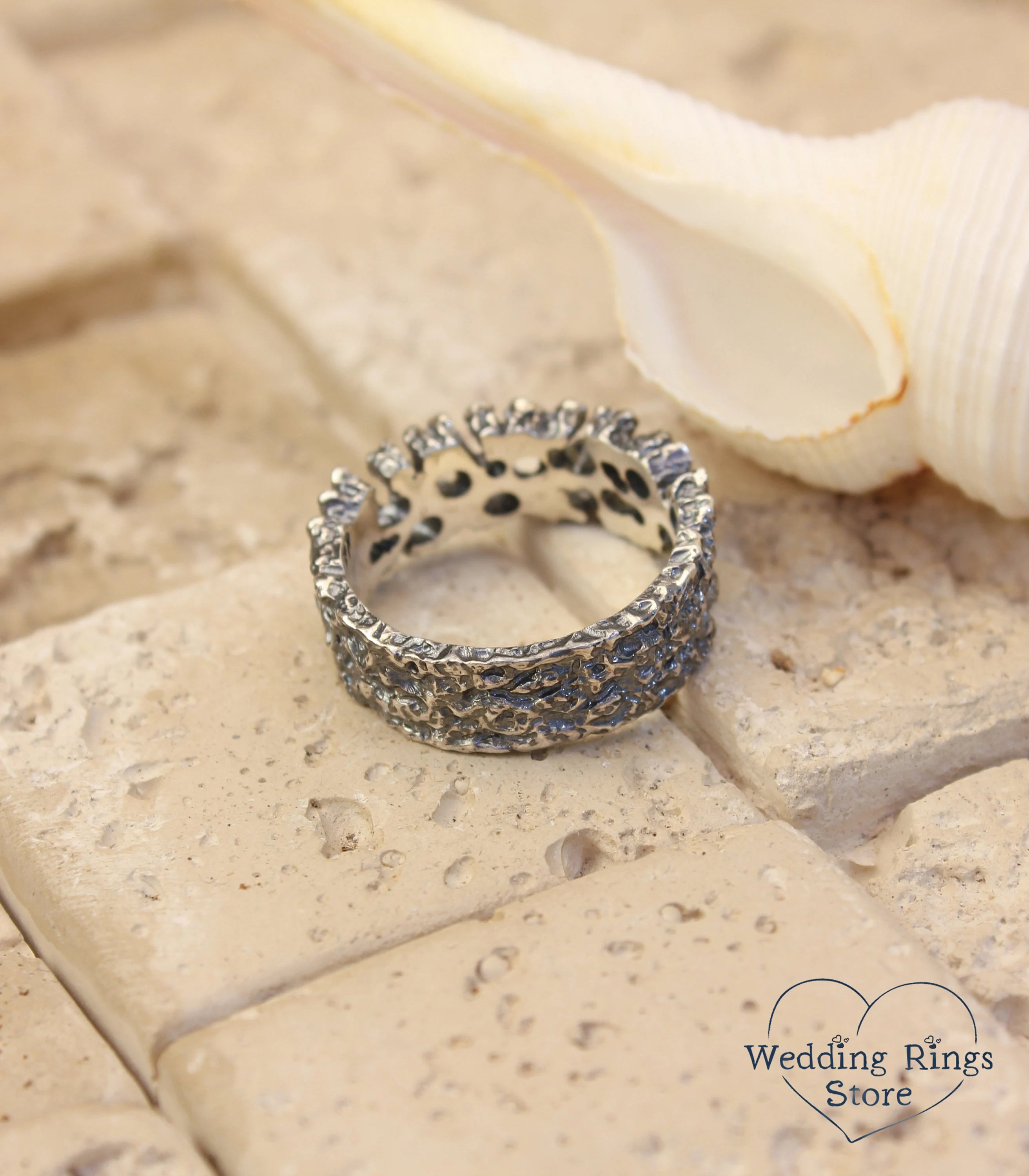 Unique Coral Ring Serling Silver Ocean Themed
