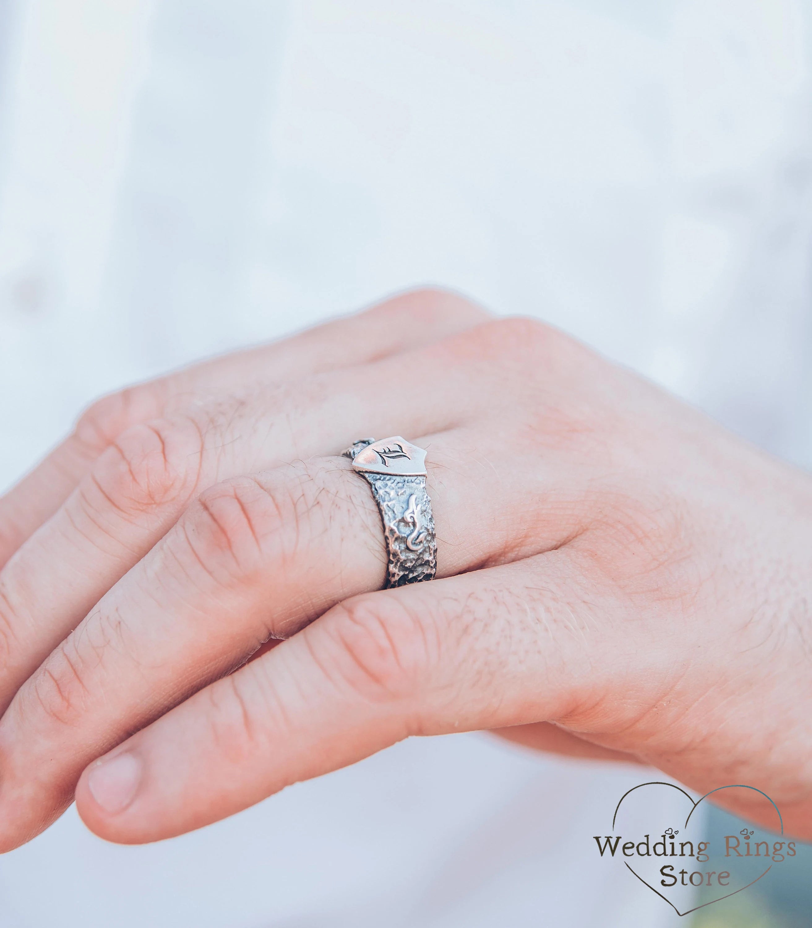 Knight's Shield Personalized Men's Ring Sterling Silver