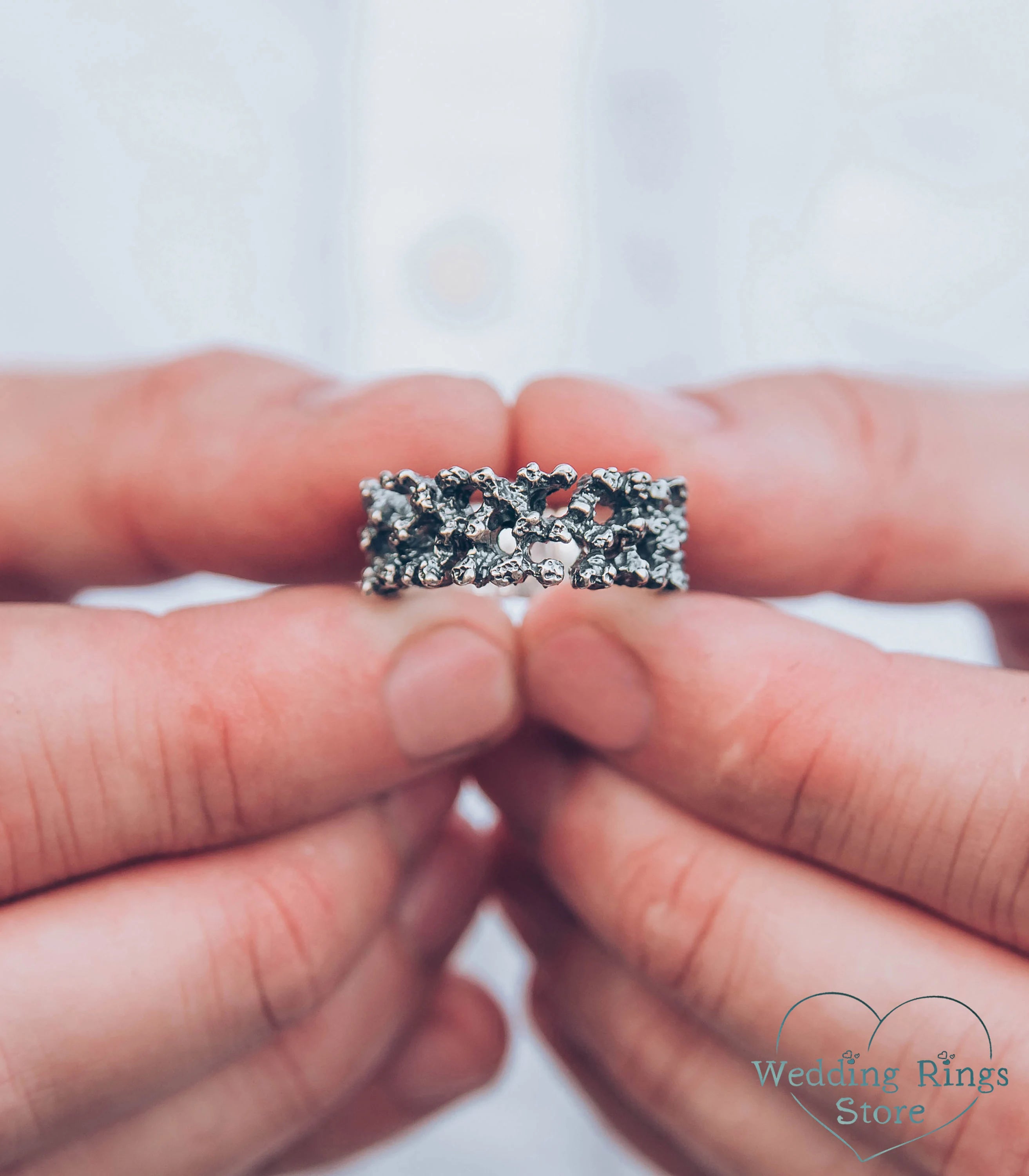 Unique Coral Ring Serling Silver Ocean Themed