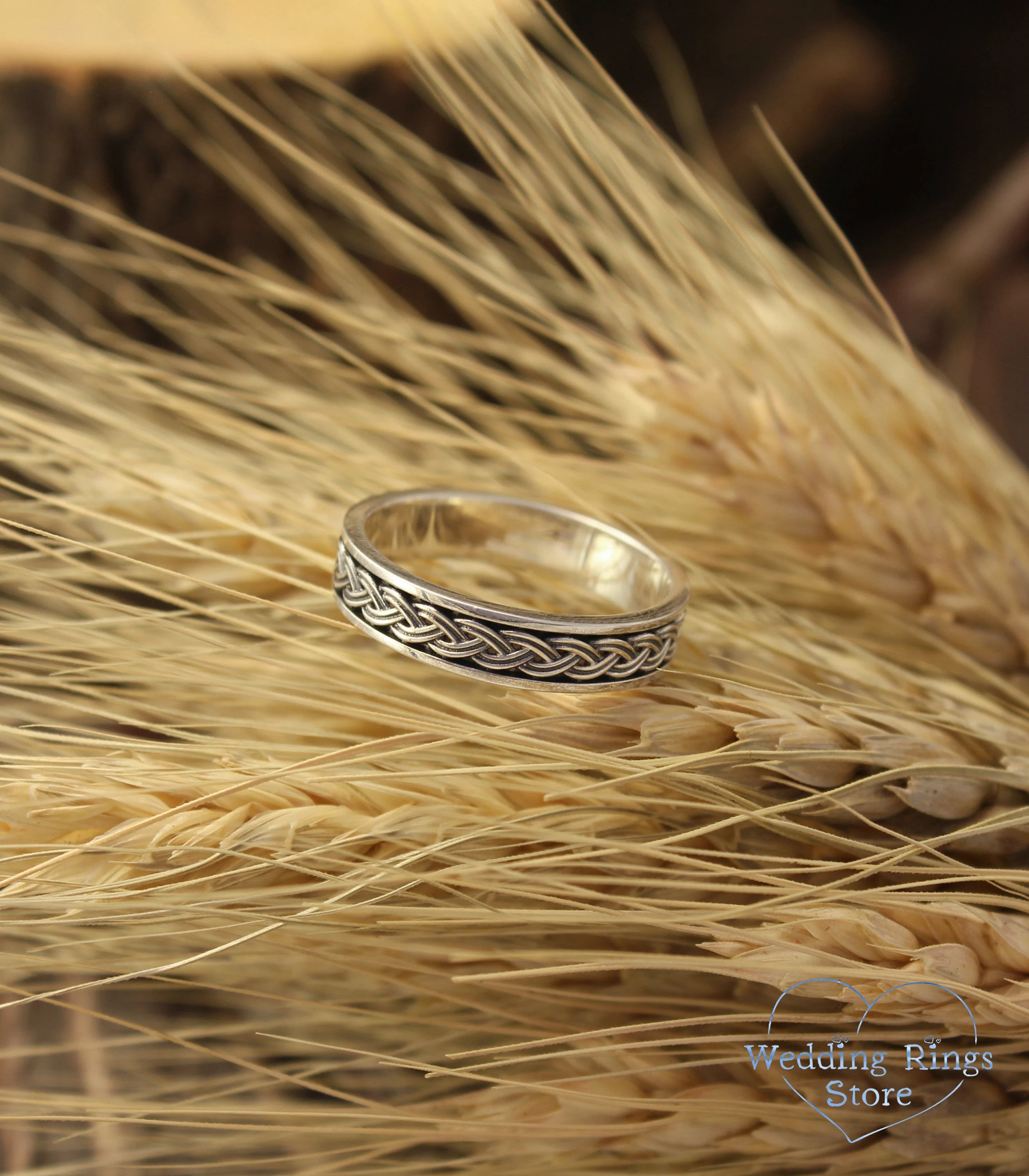 Silver Unisex Twisted Celtic Wedding Ring 4mm