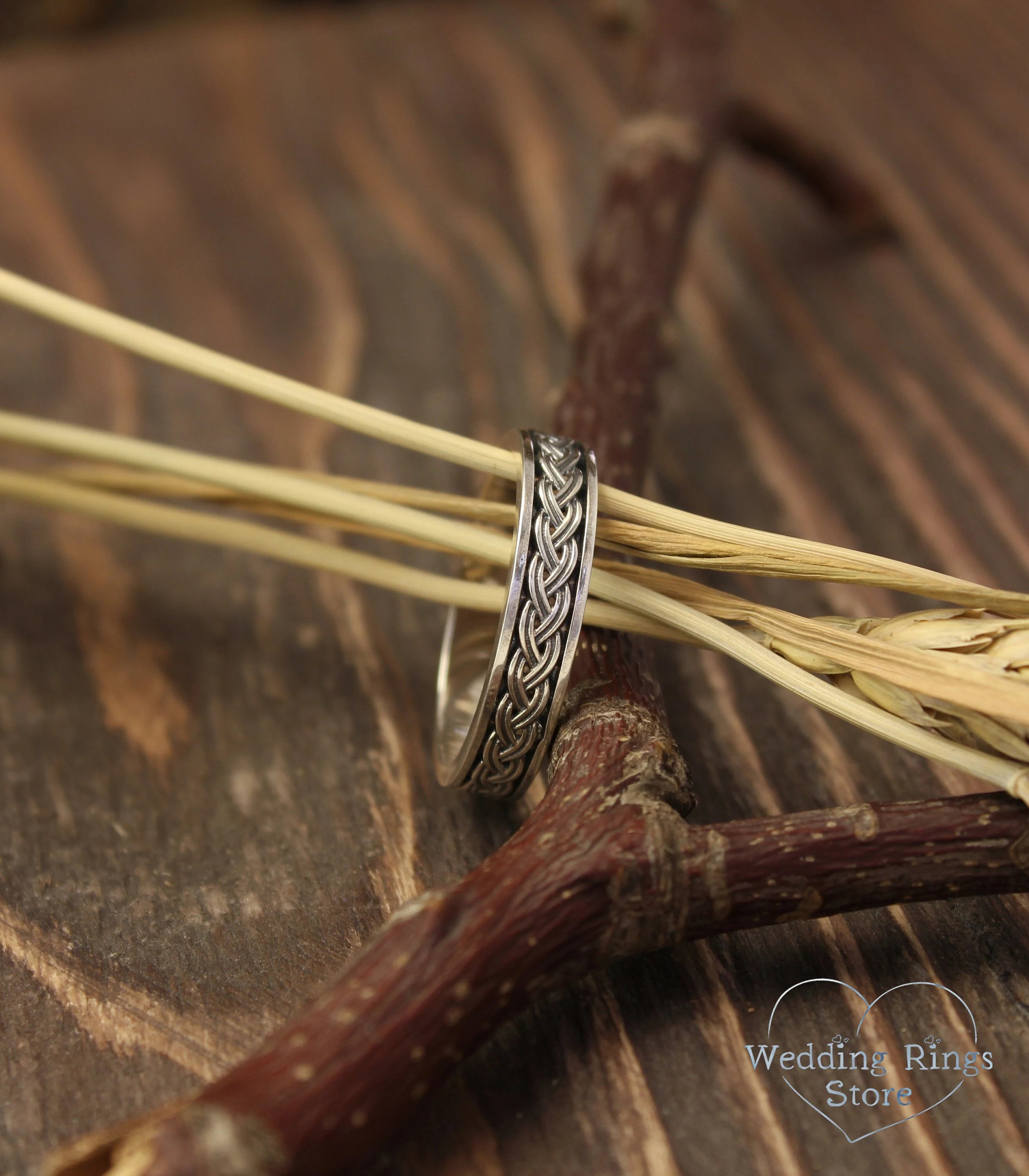 Silver Unisex Twisted Celtic Wedding Ring 4mm