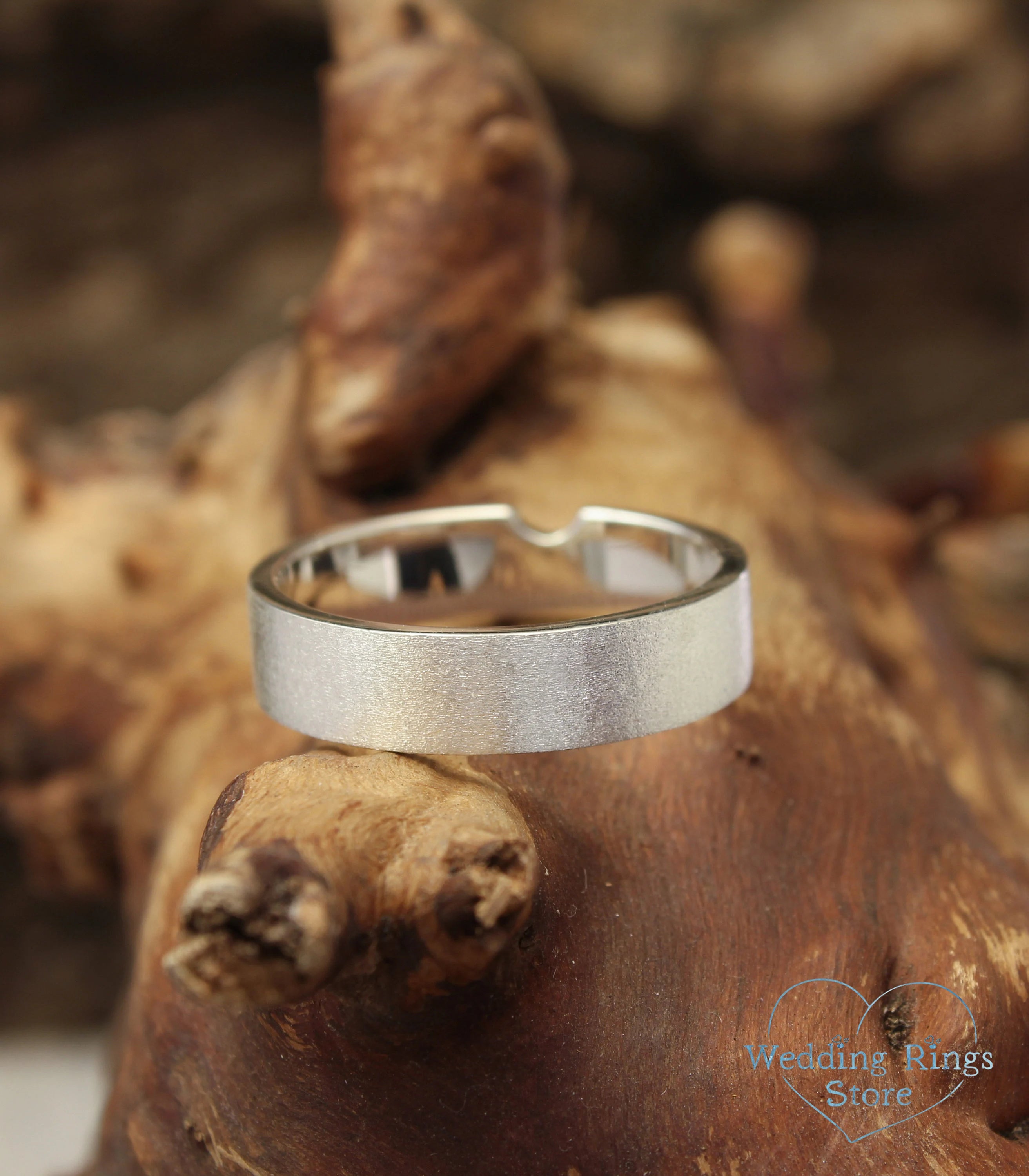 Moon Wedding Ring for Him — Sterling Silver Men's Wedding Band