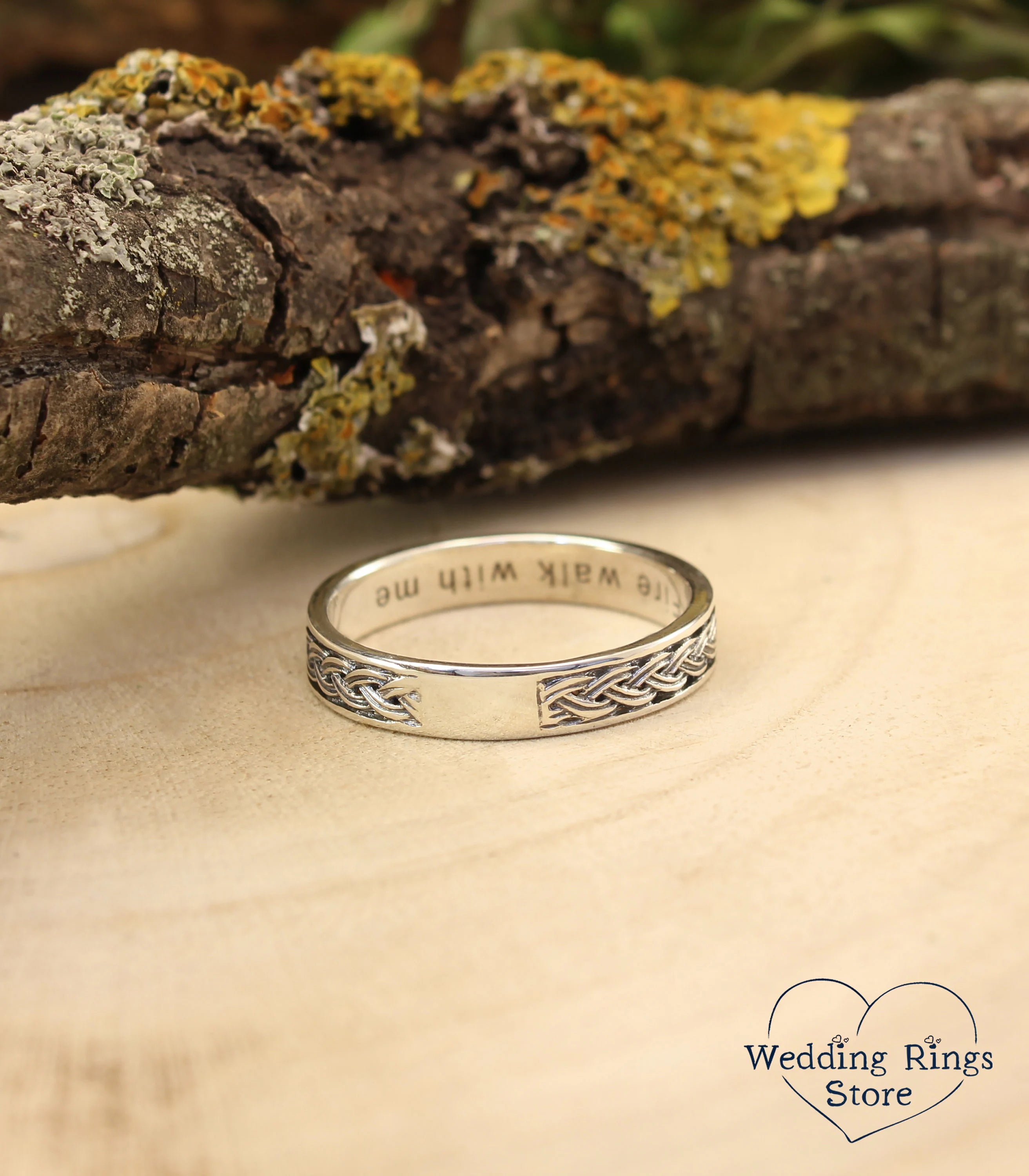 Silver Unisex Twisted Celtic Wedding Ring 4mm