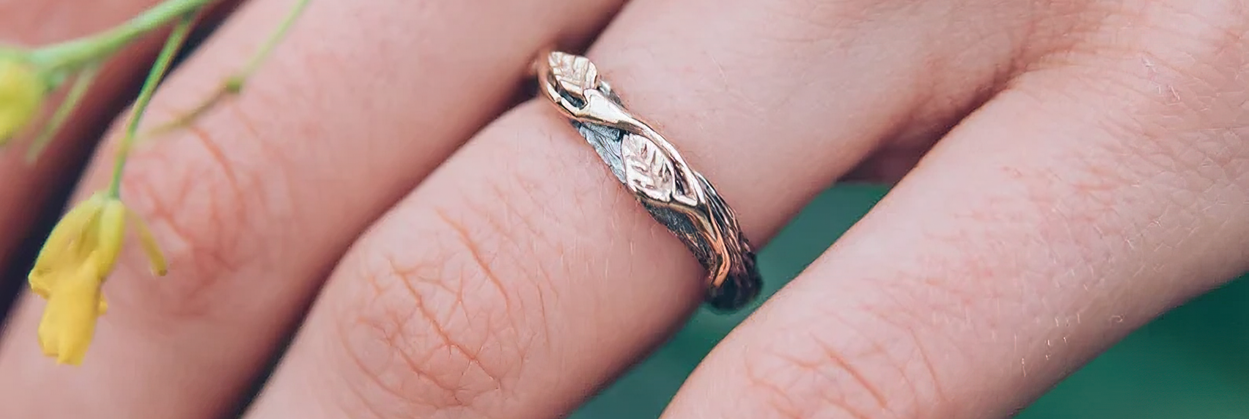 Leaf wedding bands