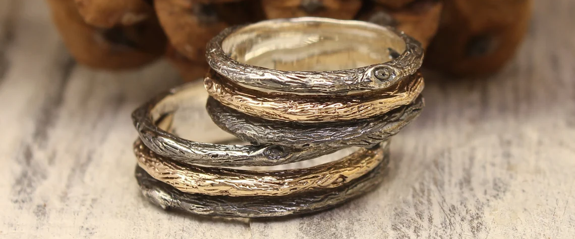 Matching Nature Wedding Rings. Explore the Forest Fantasy