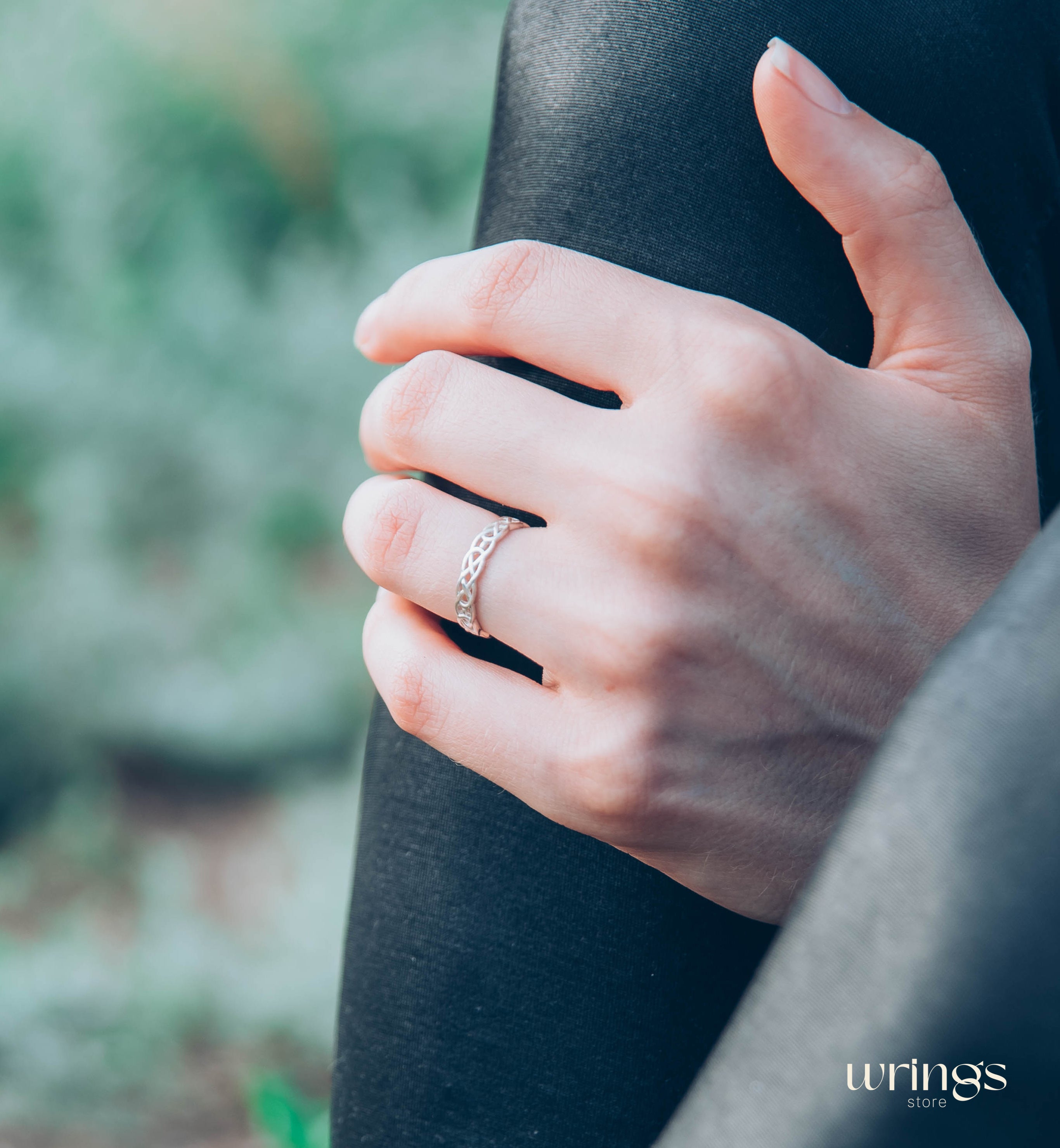 Silver Irish Knot Wedding Ring with Braided Pattern