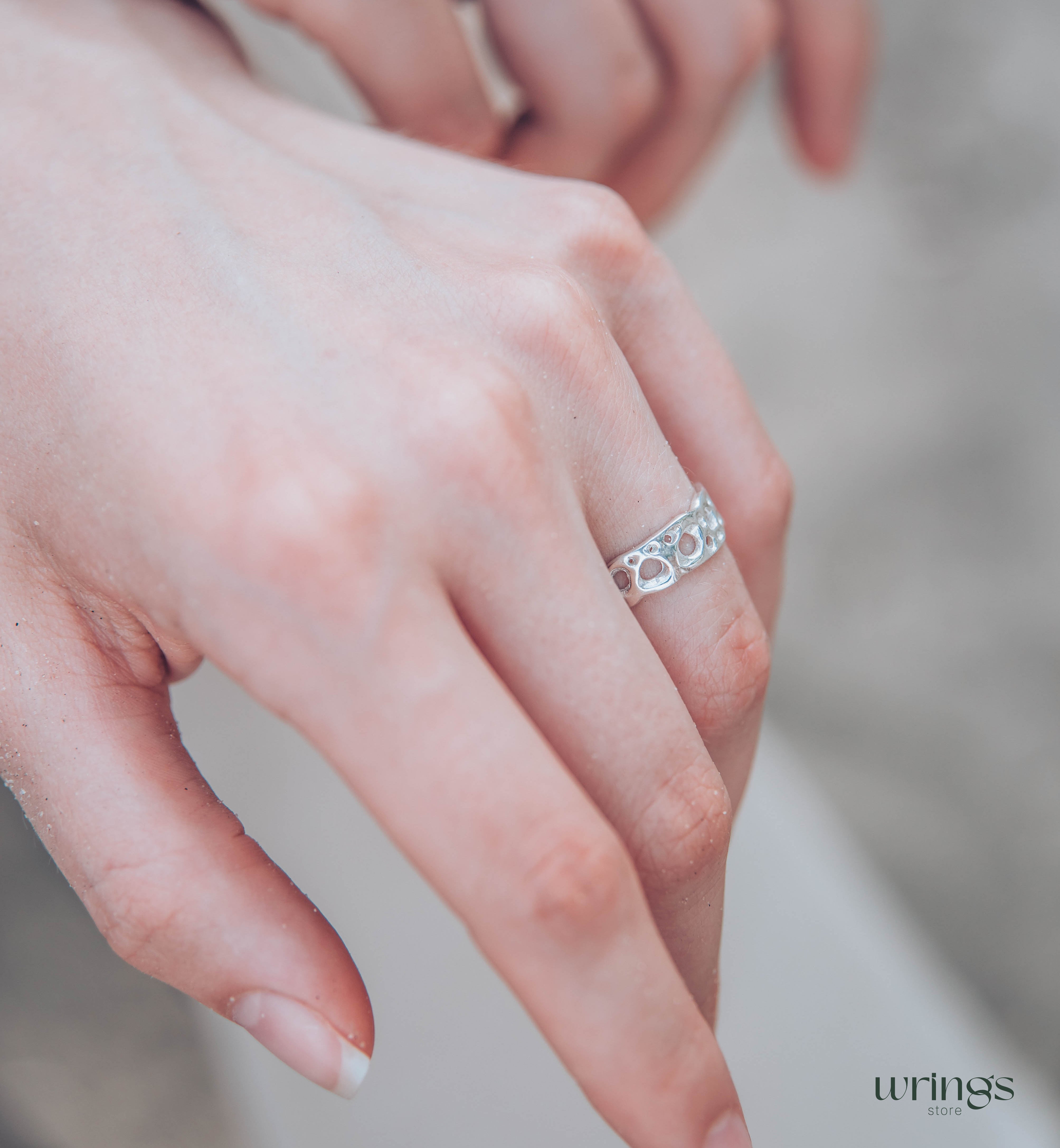Nautical Holes Silver Women's Ring in Ocean Style