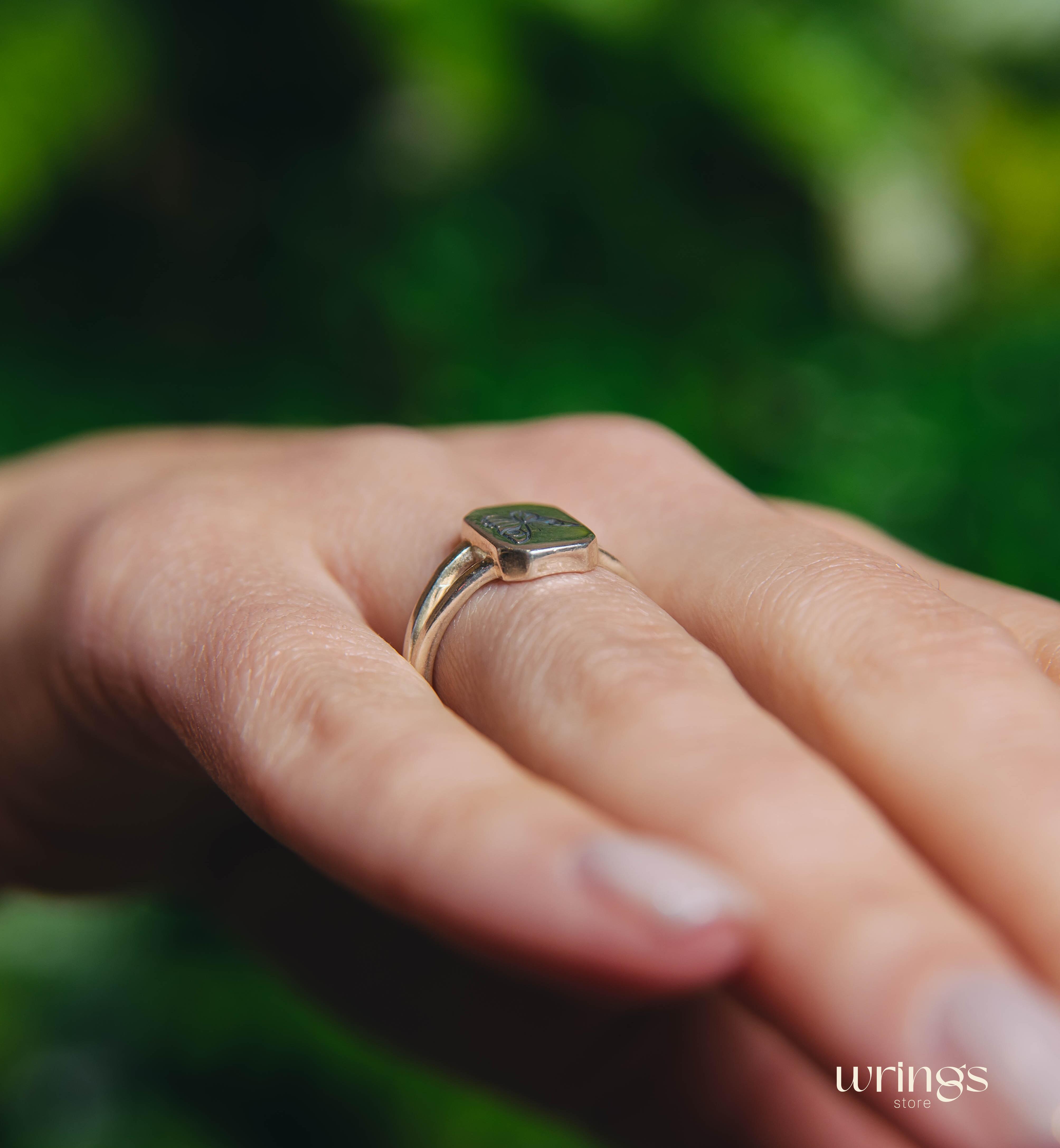 Minimalist Butterfly Signet Ring Sterling Silver