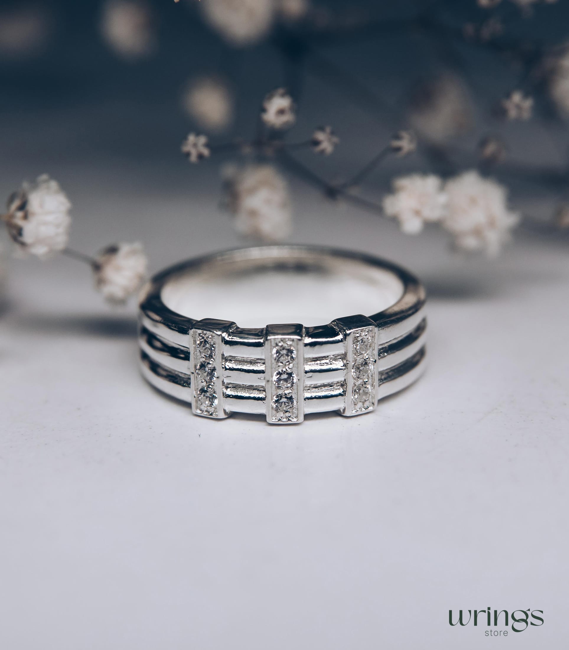 Modern Wedding Band Natural Diamonds Multi Stone