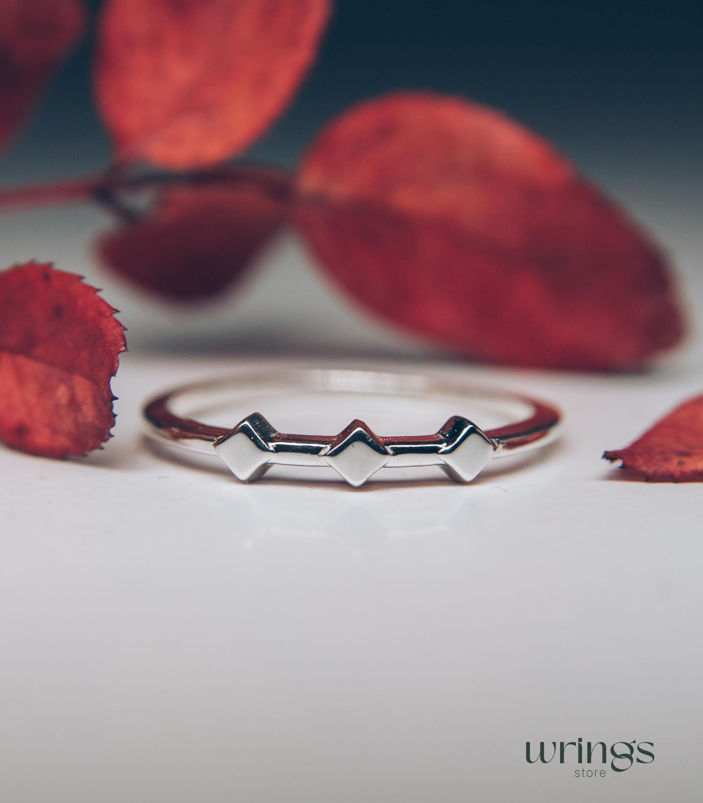 3 Rhombuses Minimalist Silver Promise Ring