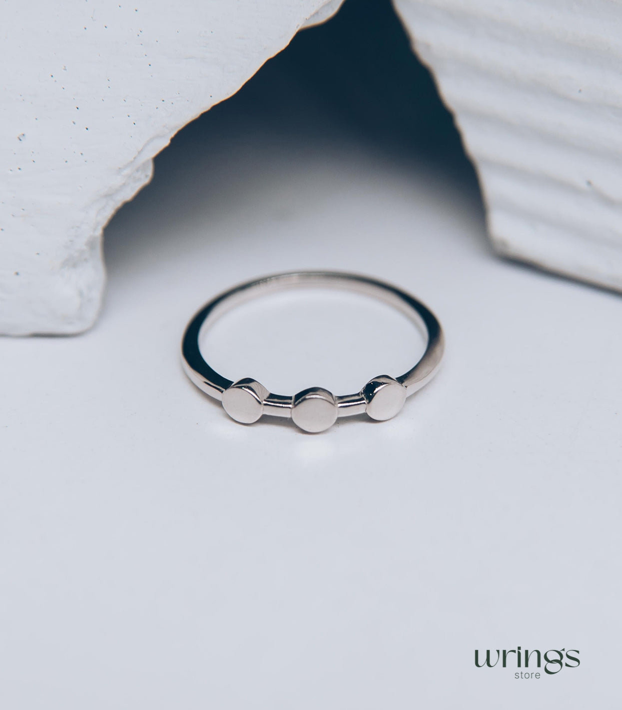 Minimalist Silver Dots Promise Ring for Her