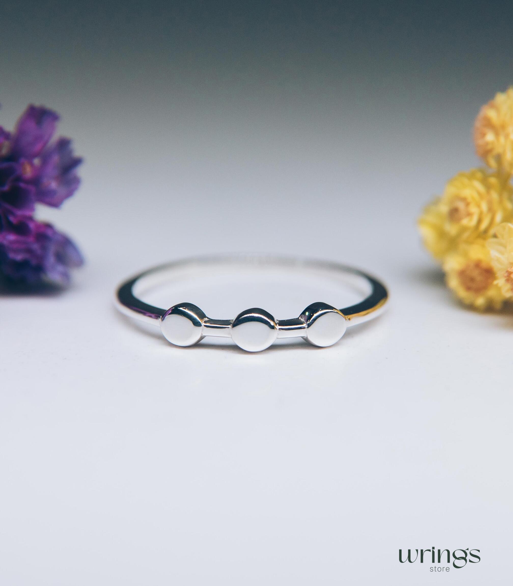 Pretty Three Dots Minimalist Silver Ring for Women