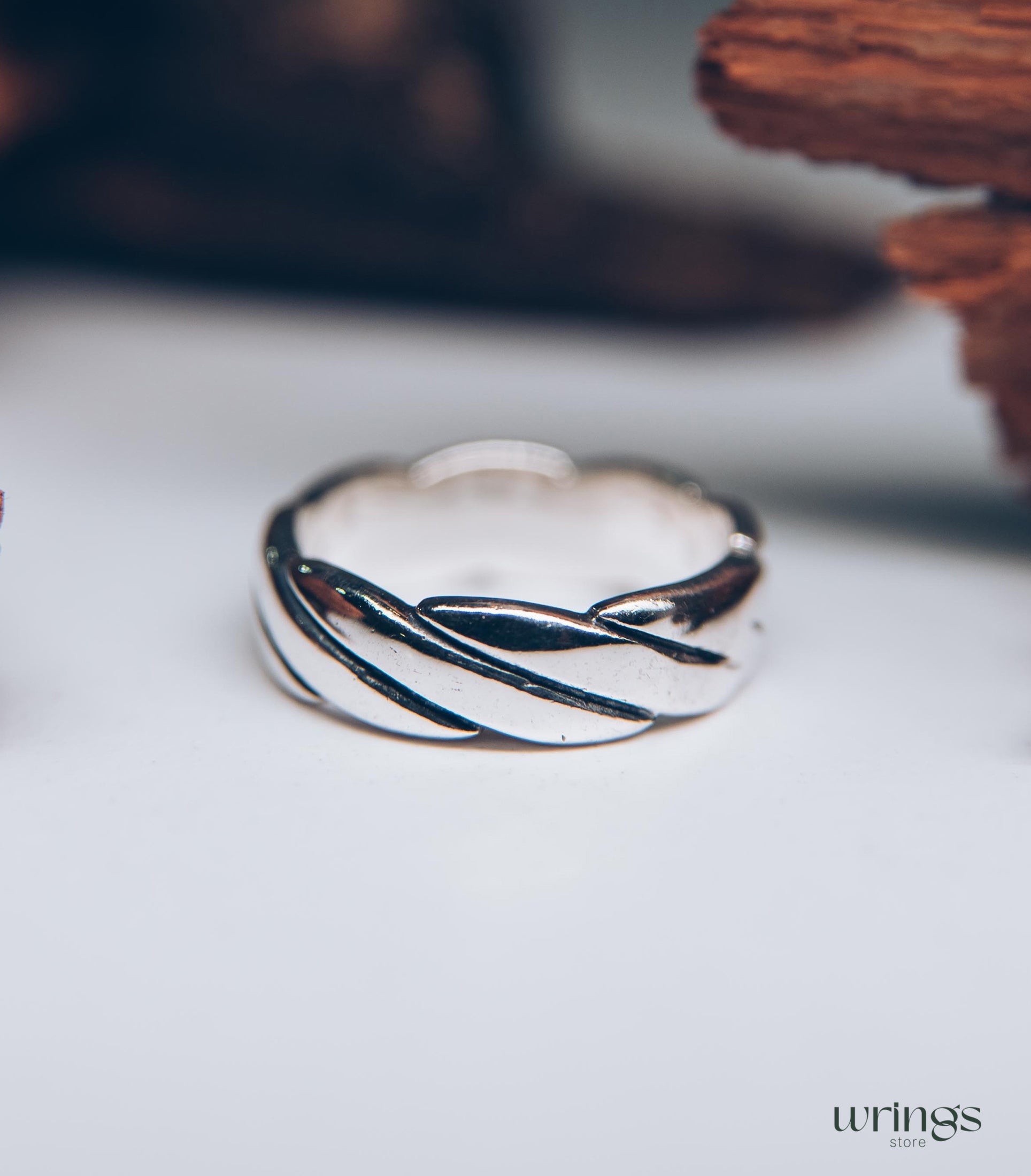 Intertwined Wavy Silver Wedding Ring Unisex