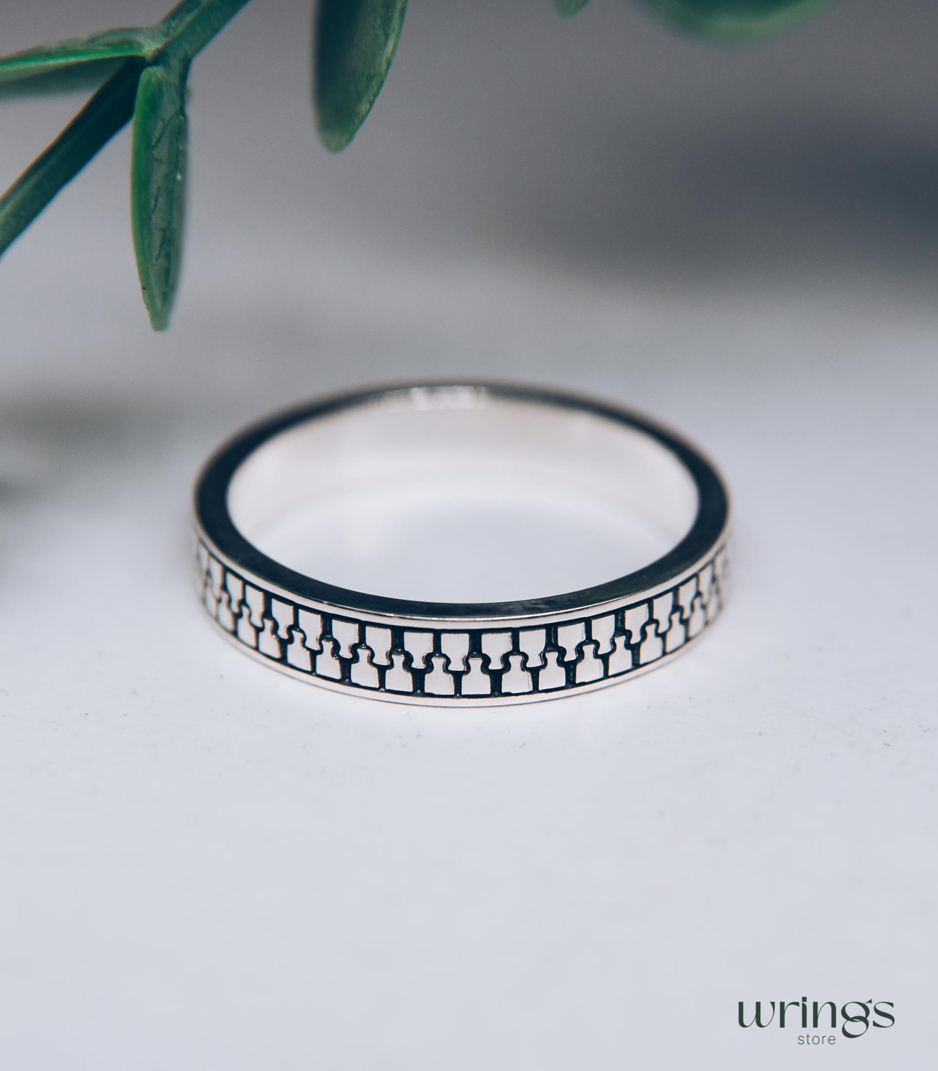 Y2K Engraved Zipper Pattern Silver Band Ring Unisex