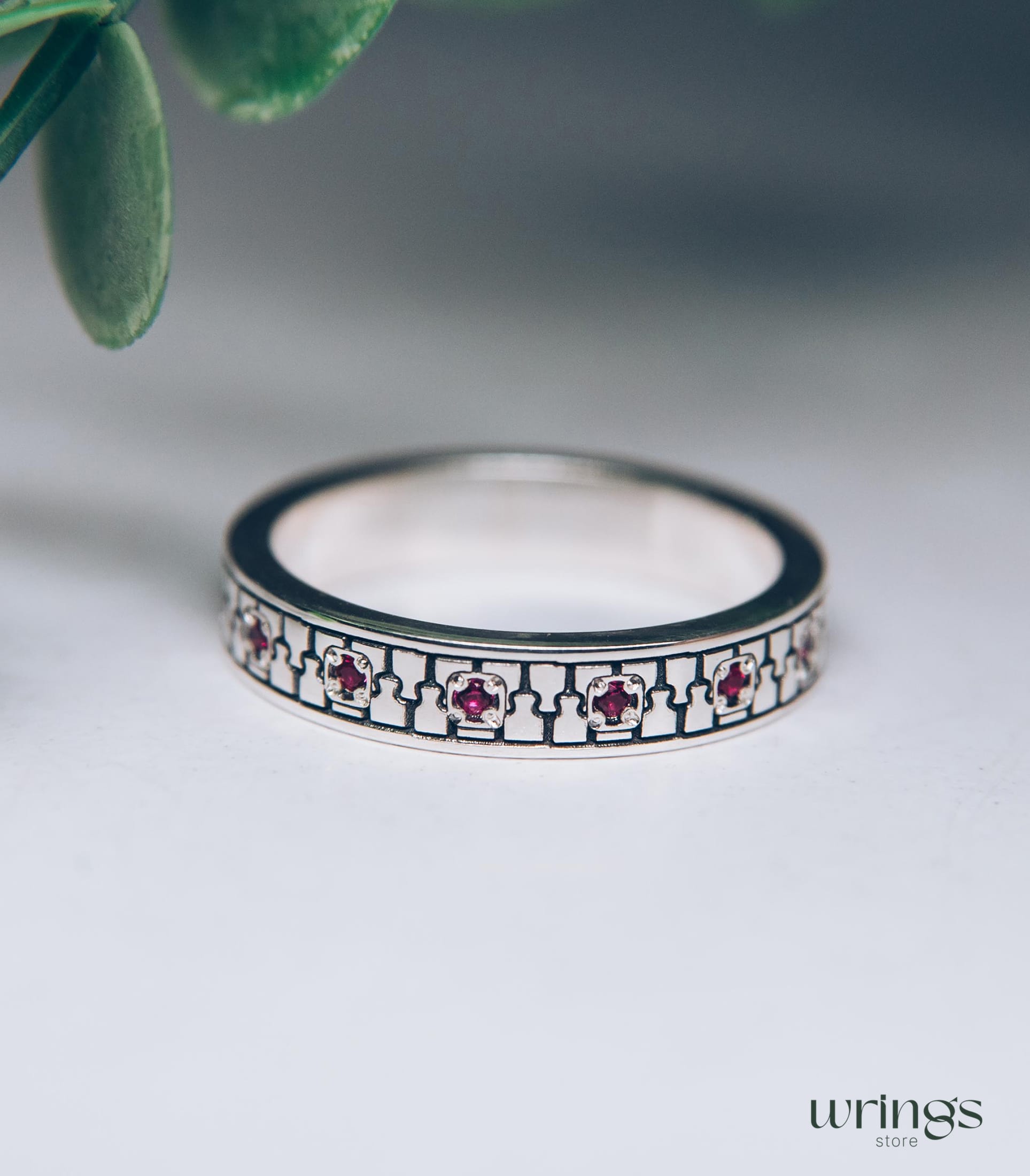 Multi Stone Silver Ring for Women Zipper Design Y2K