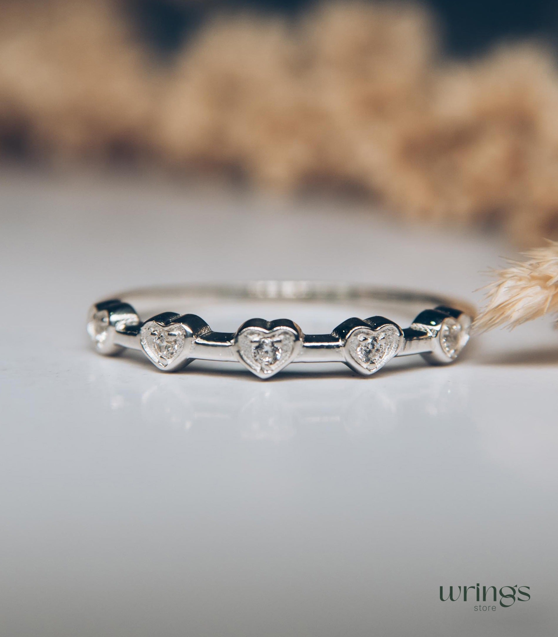 Natural Diamonds in Multiple Hearts Ring Silver