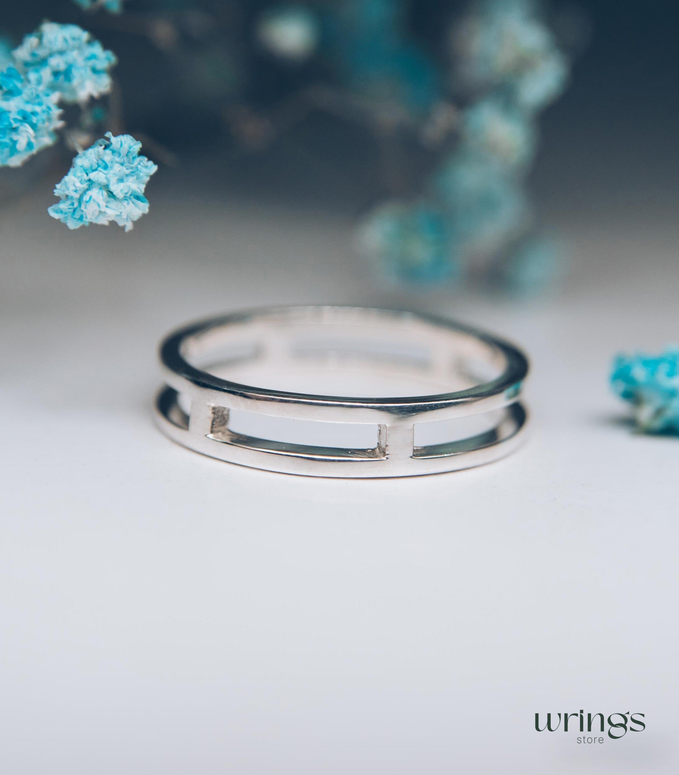 Minimalist Plain Double Band Ring Sterling Silver