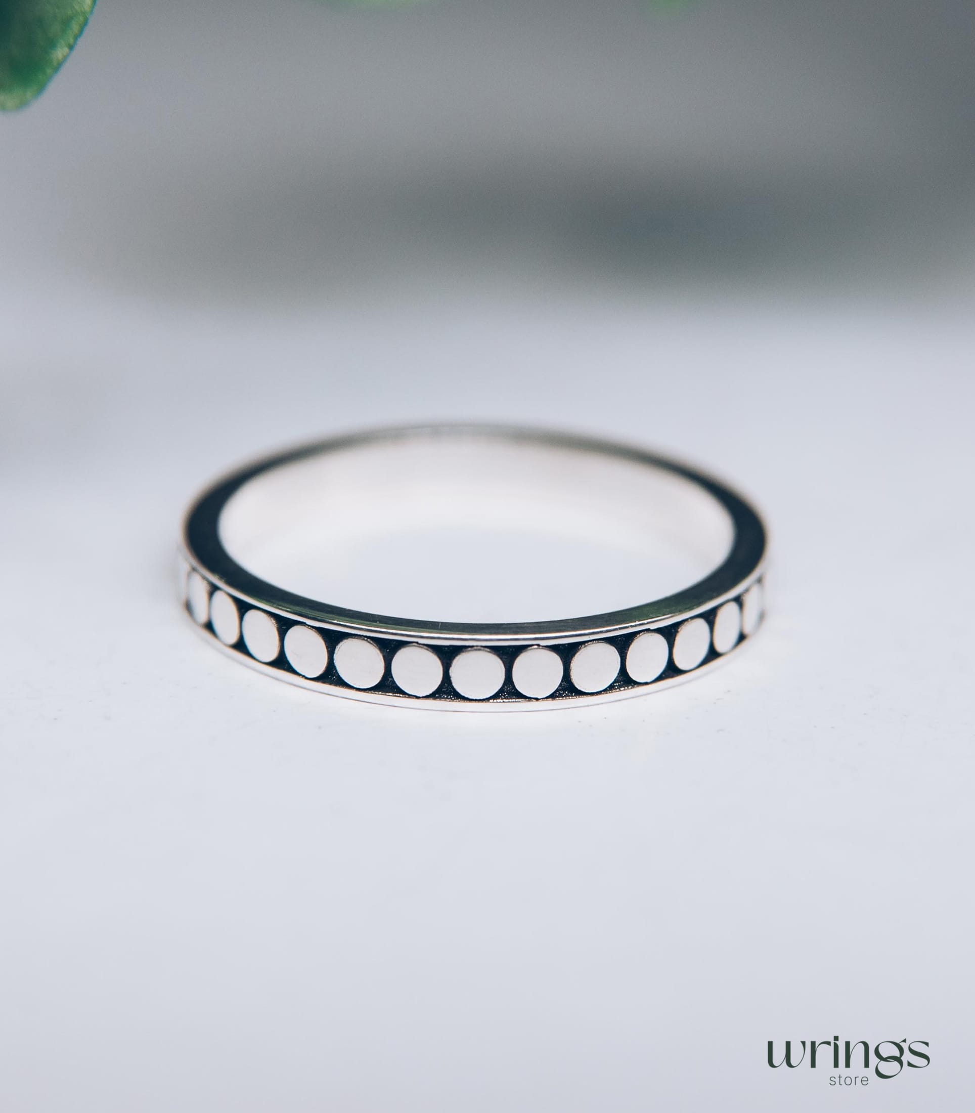 Engraved Dots Ring Minimalist Design Sterling Silver