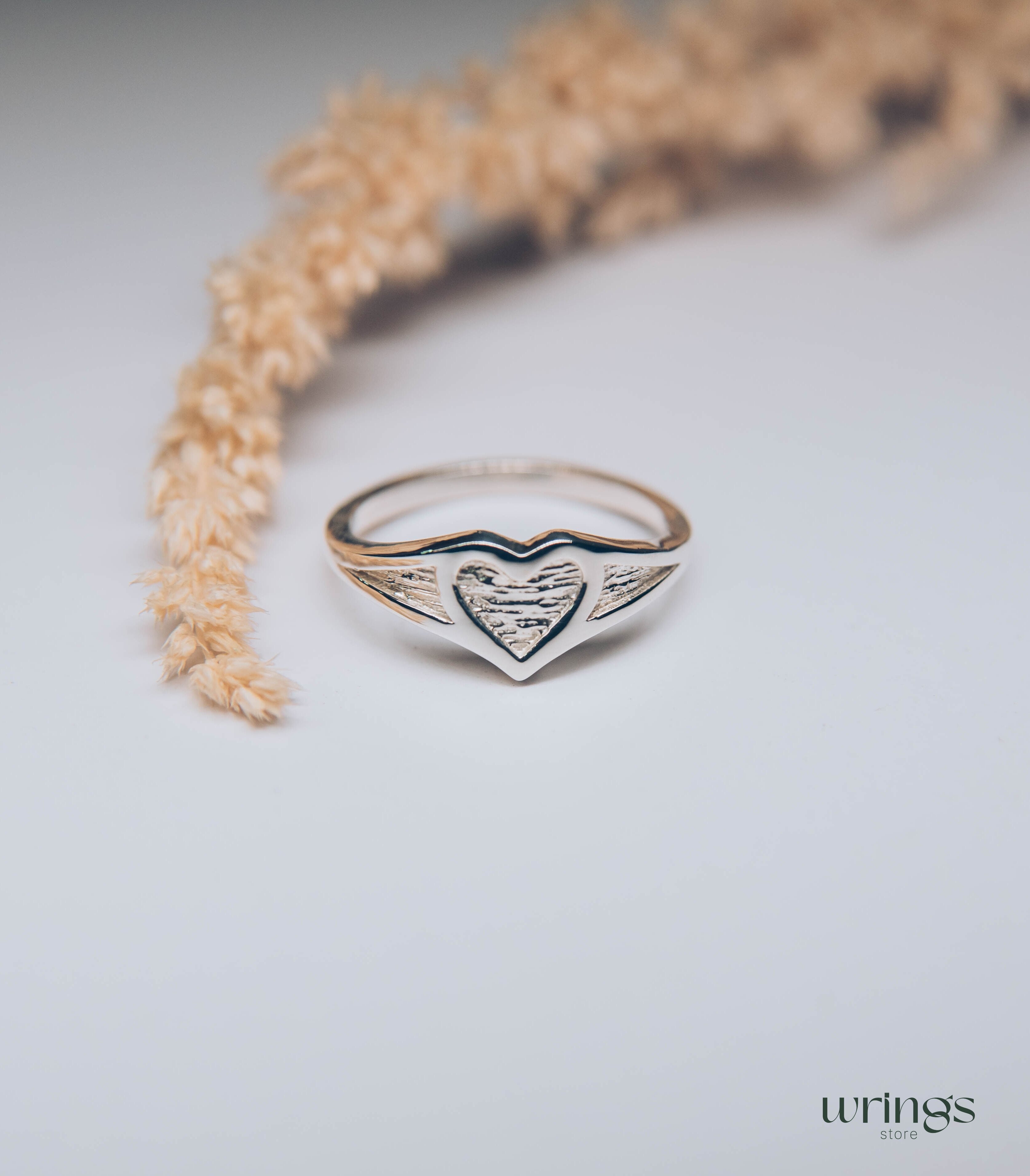 Unique Silver Heart Shaped Promise Ring for Women