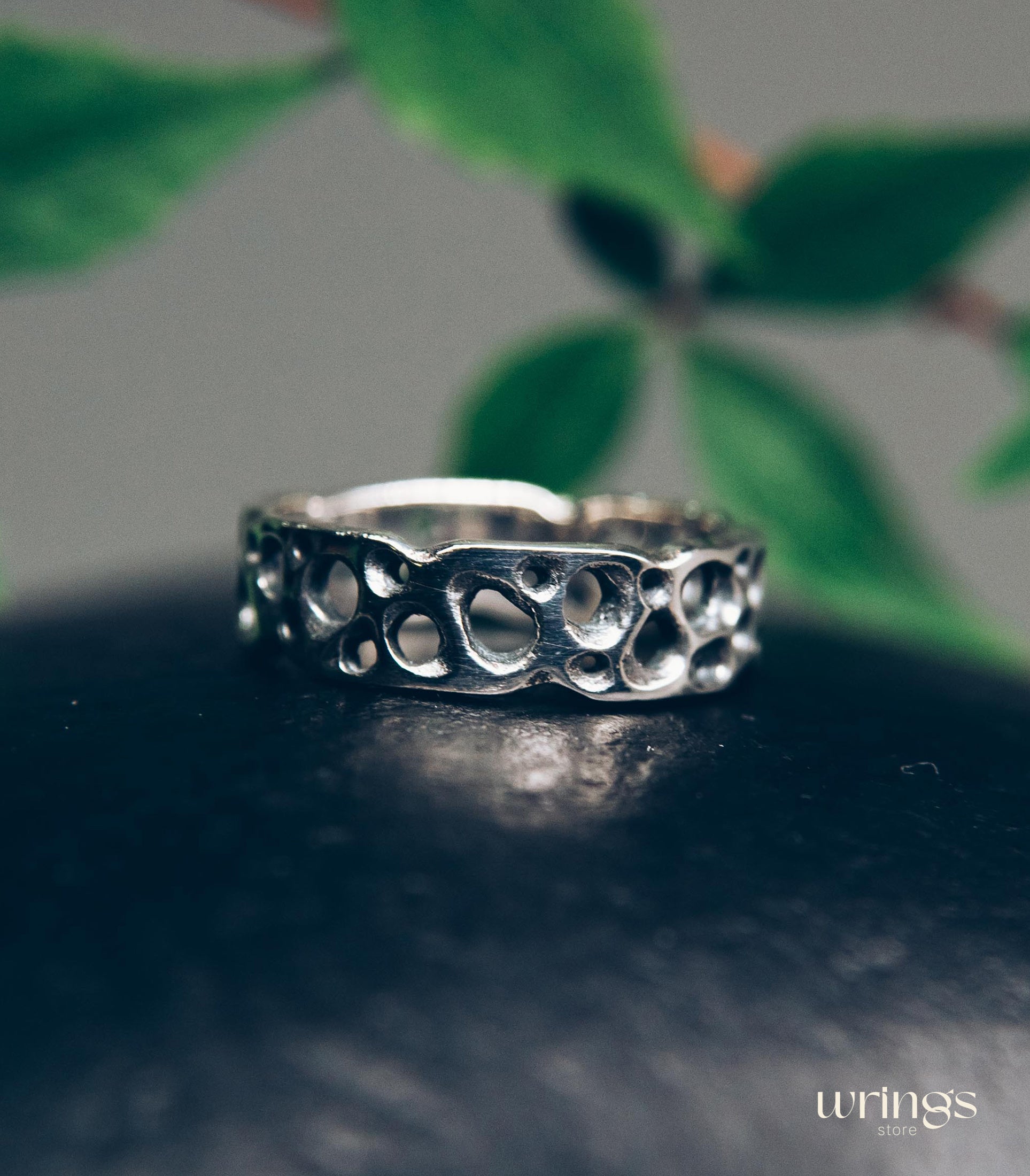 Nautical Holes Silver Women's Ring in Ocean Style