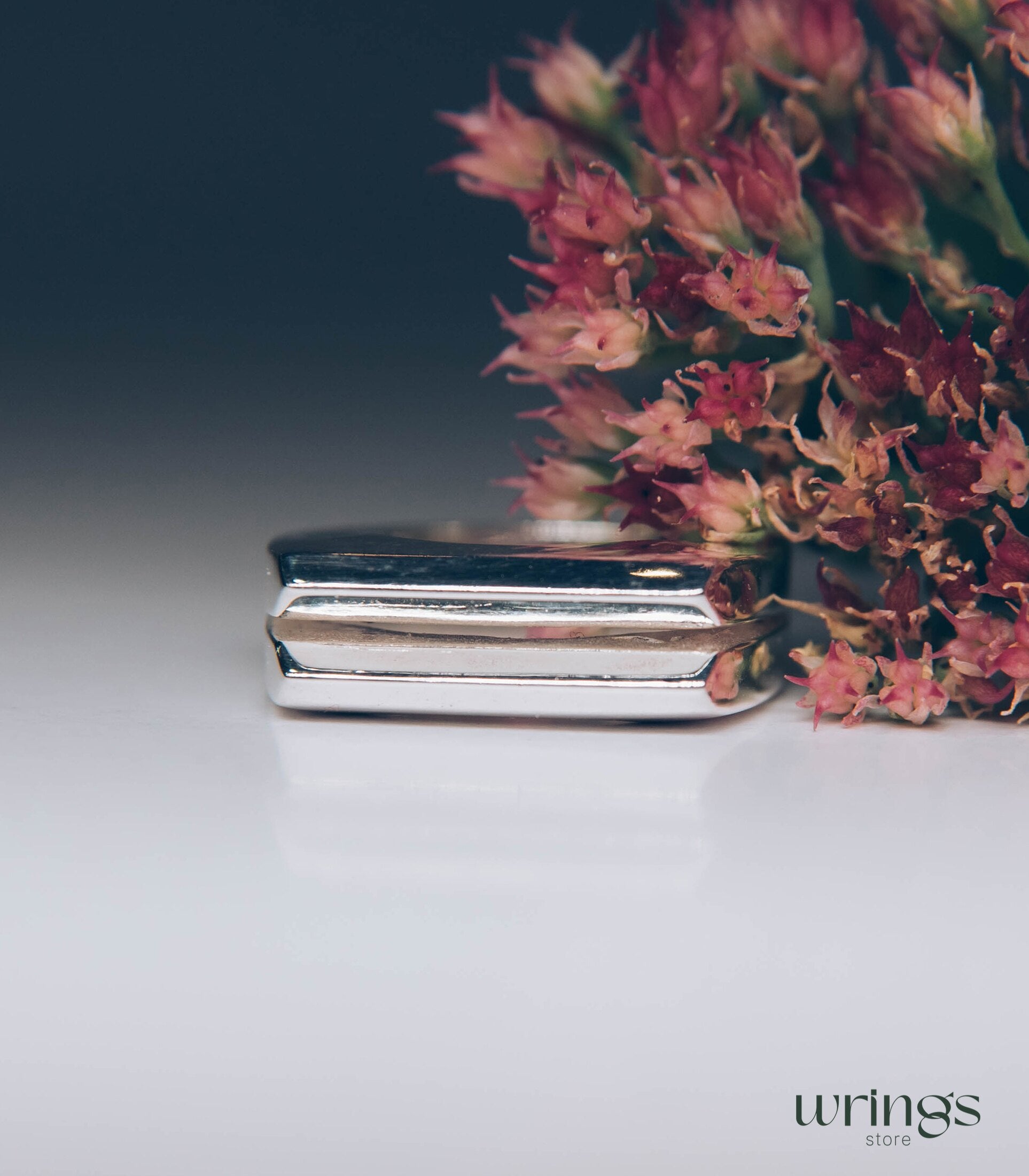 Statement Silver Signet Ring Unique Geometric Head