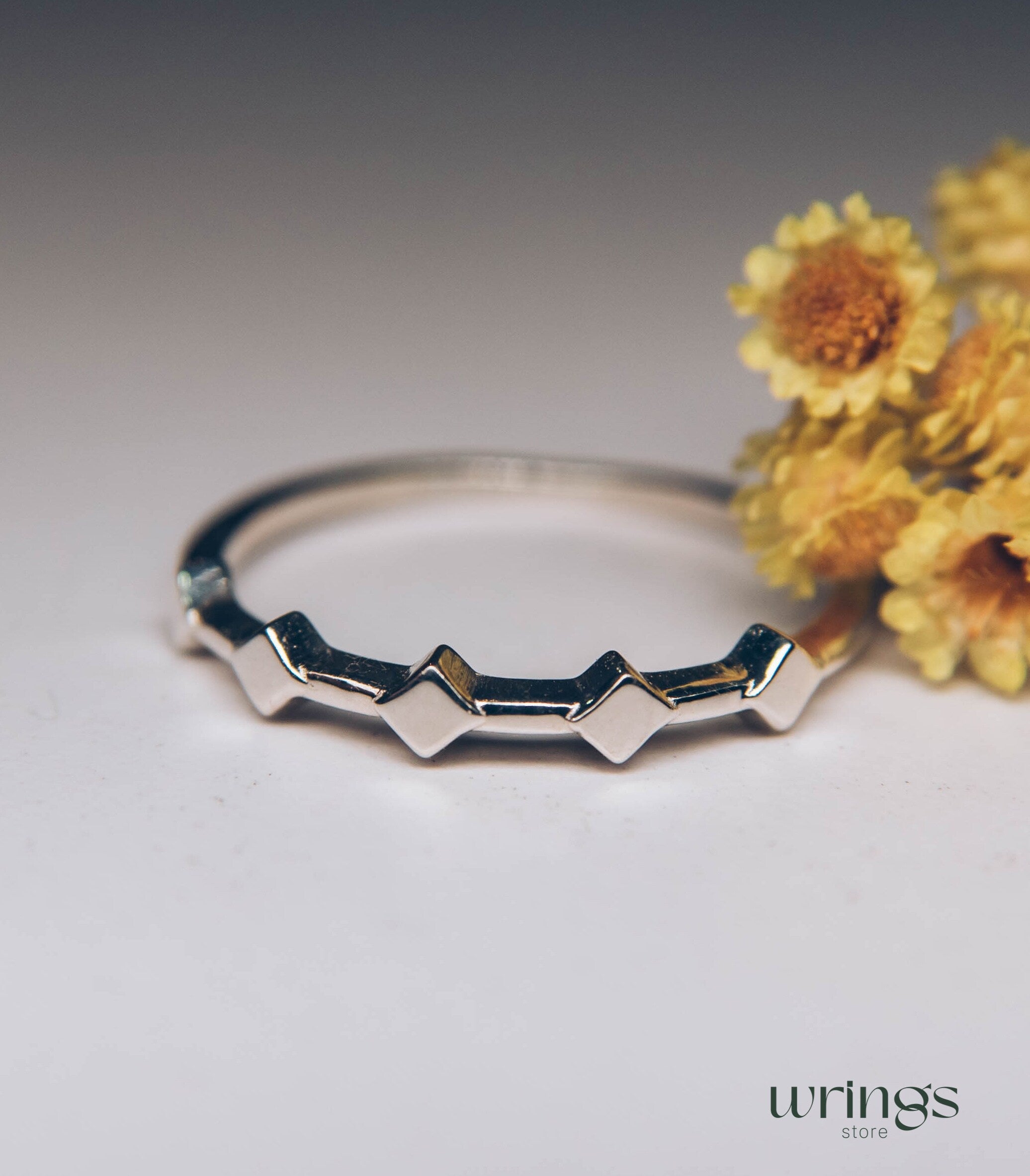 Unique Sterling Silver Purity Ring 5 Rhombuses