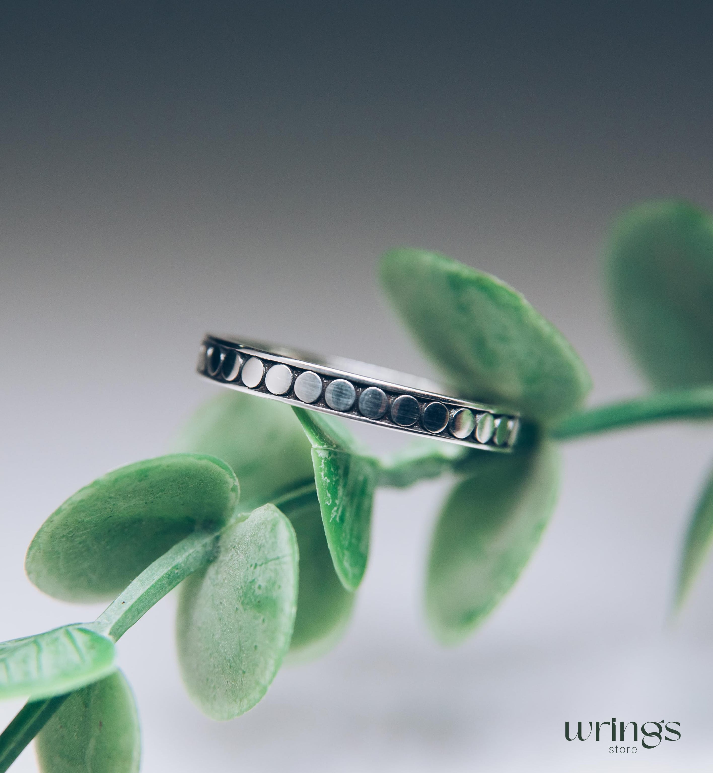 Engraved Dots Ring Minimalist Design Sterling Silver